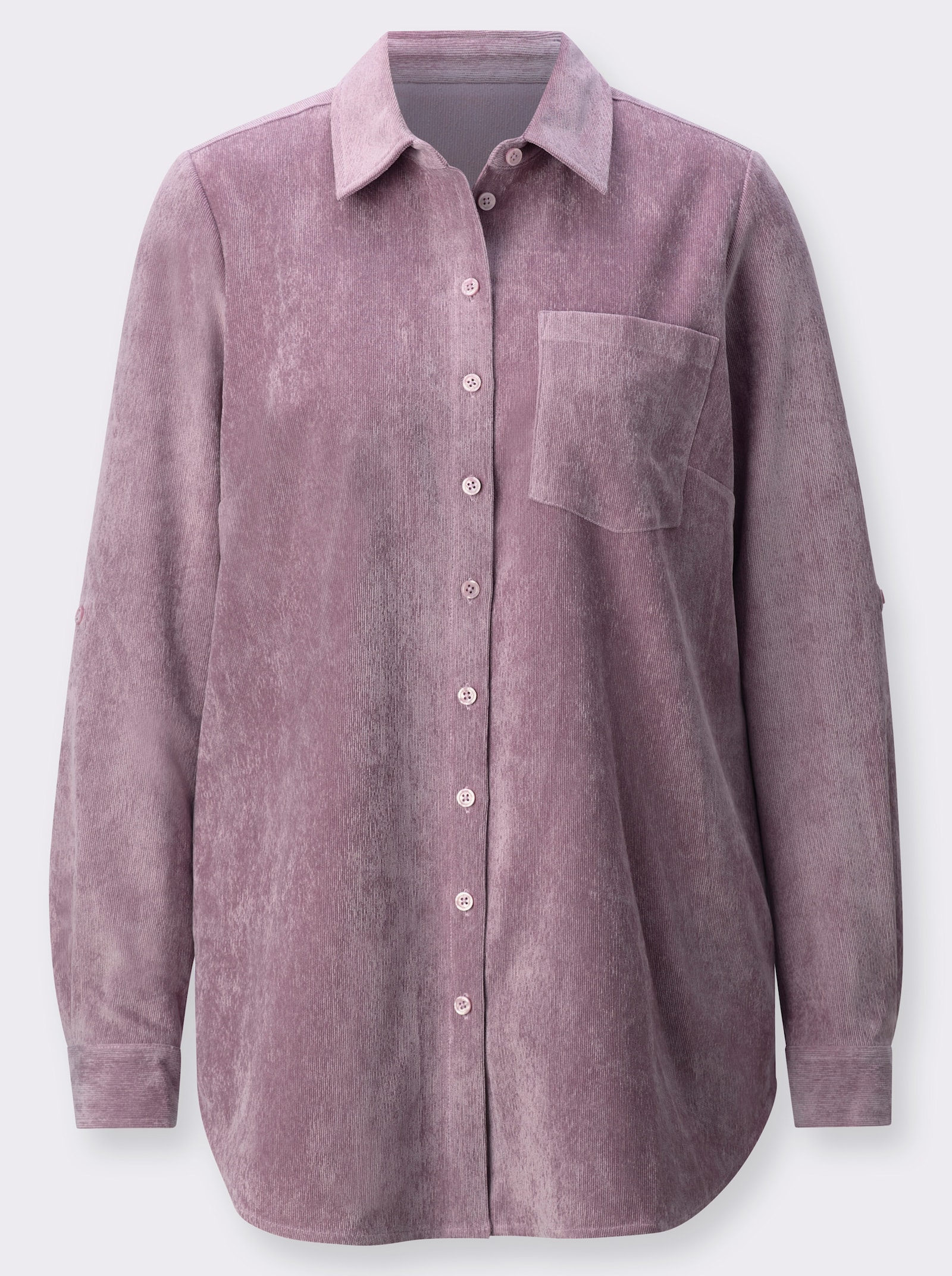Longbluse mit krempelbaren Ärmeln - mauve