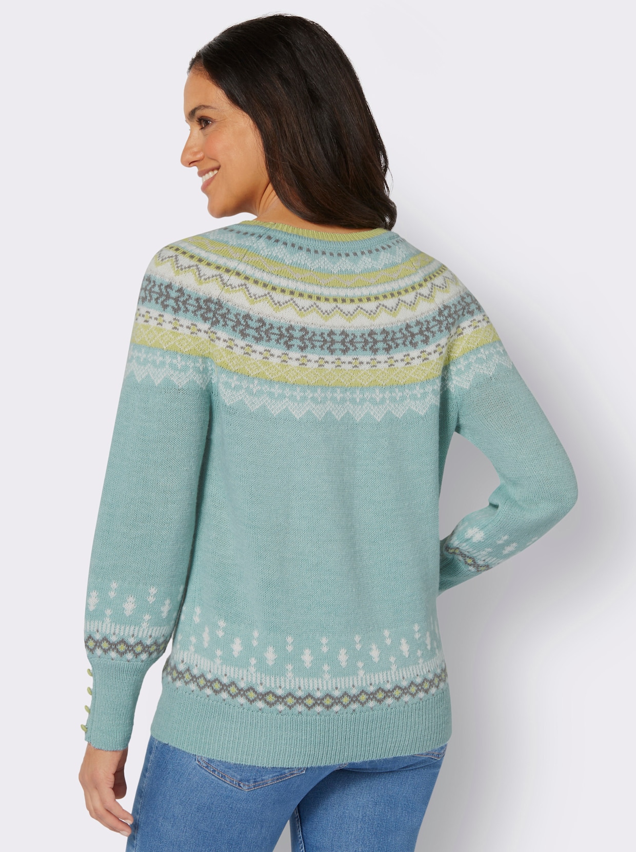 Pullover - kalkmint-grau-gemustert