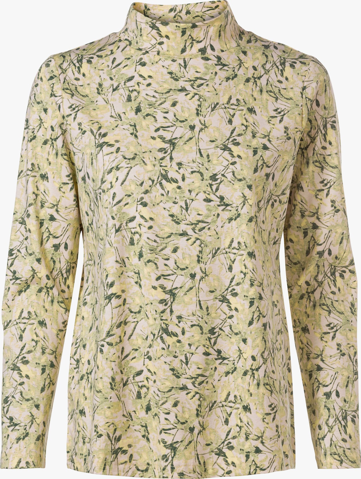 Stehkragenshirt - lindgrün-zitrone-bedruckt