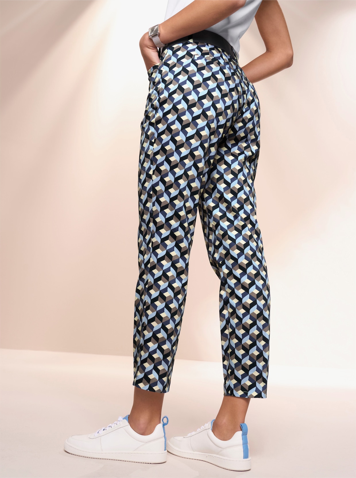 heine Pantalon 7/8 - bleu-taupe foncé imprimé