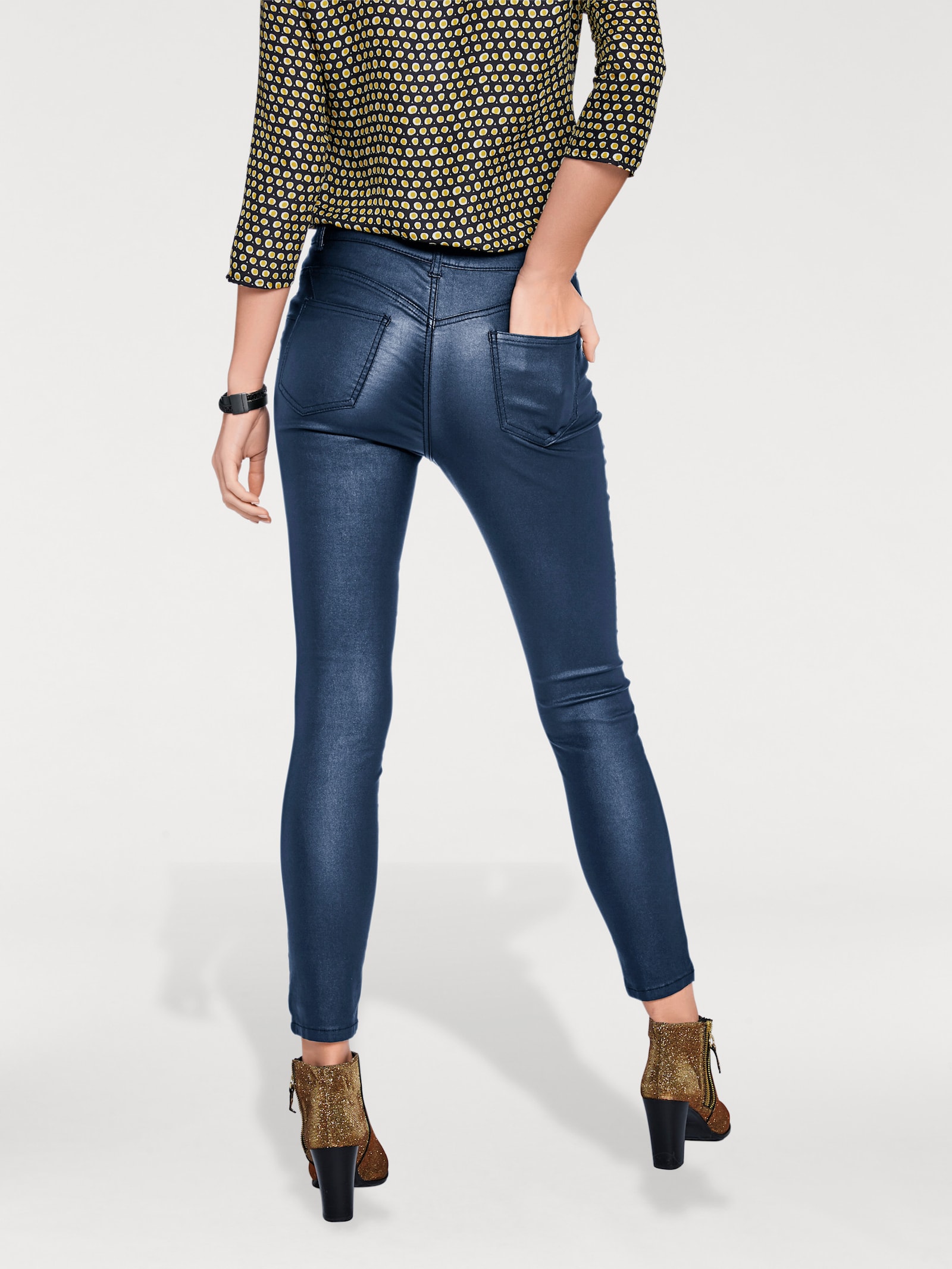 heine 'Buik weg'-broek met geïntegreerd power mesh - marine