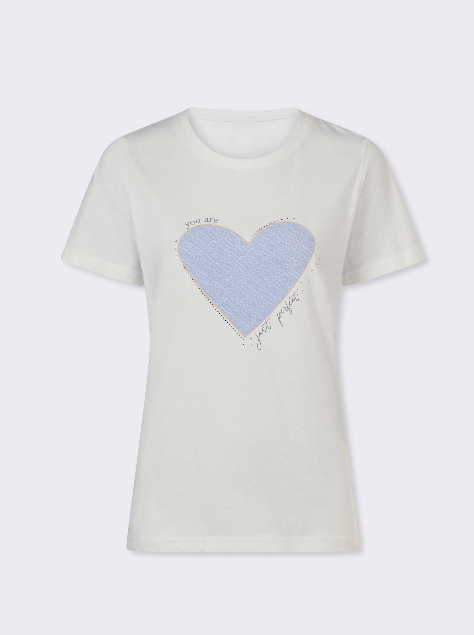 heine T-Shirt mit Herz-Motiv - ecru