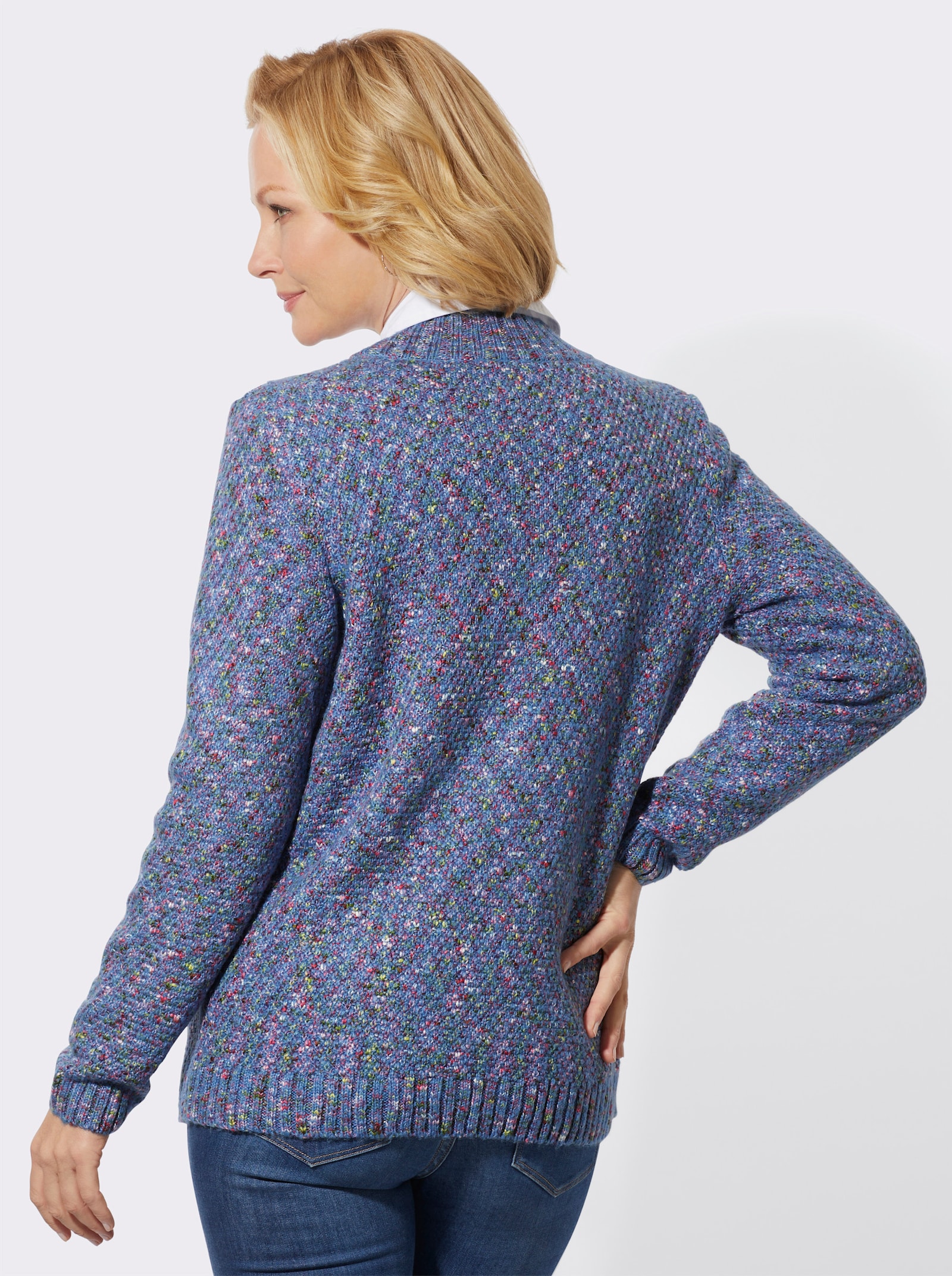 Kofta i melerat material - mellanblå, melerad