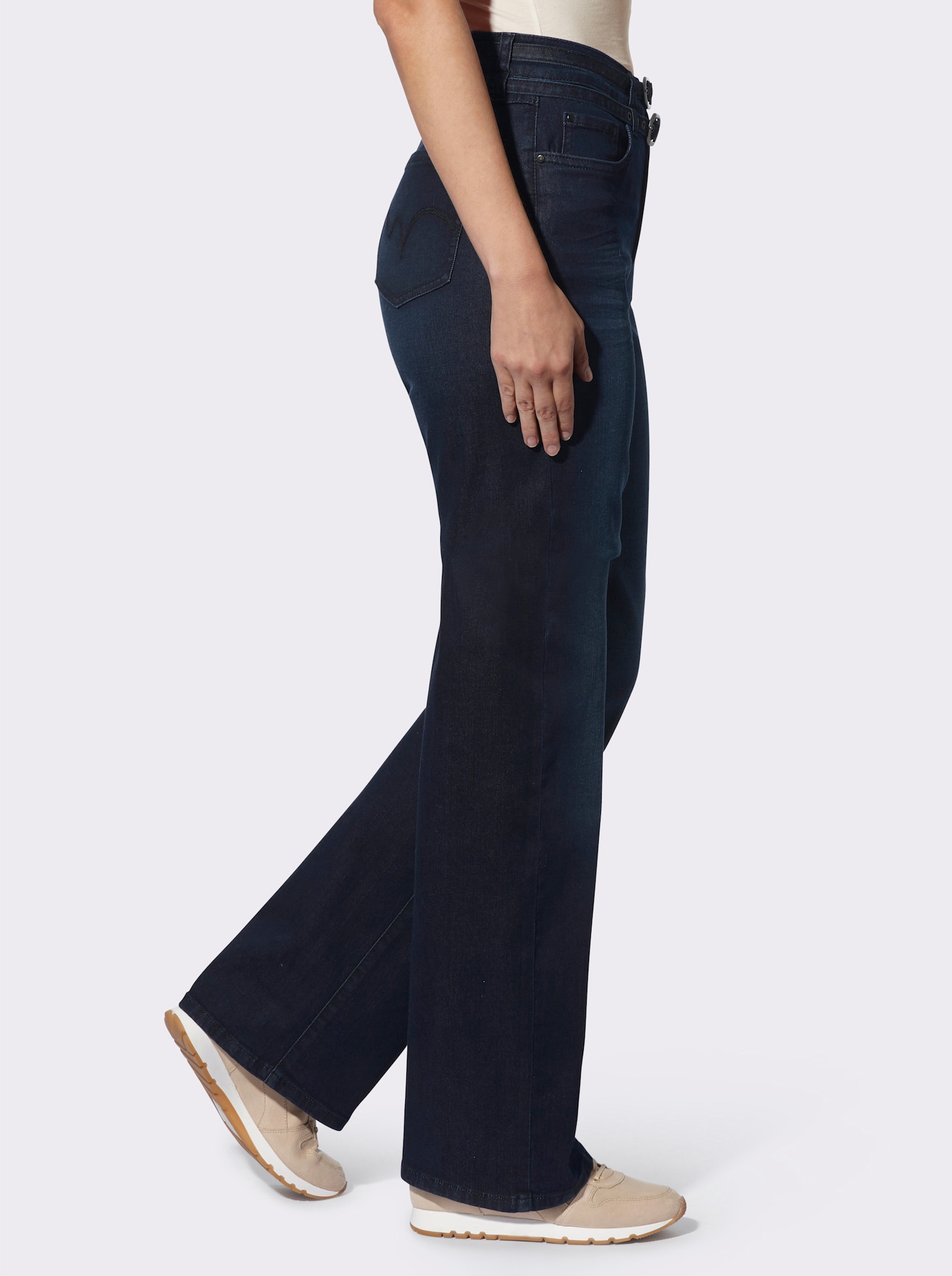 heine 5-pocketsbroek inclusief ceintuur van denim - dark-blue