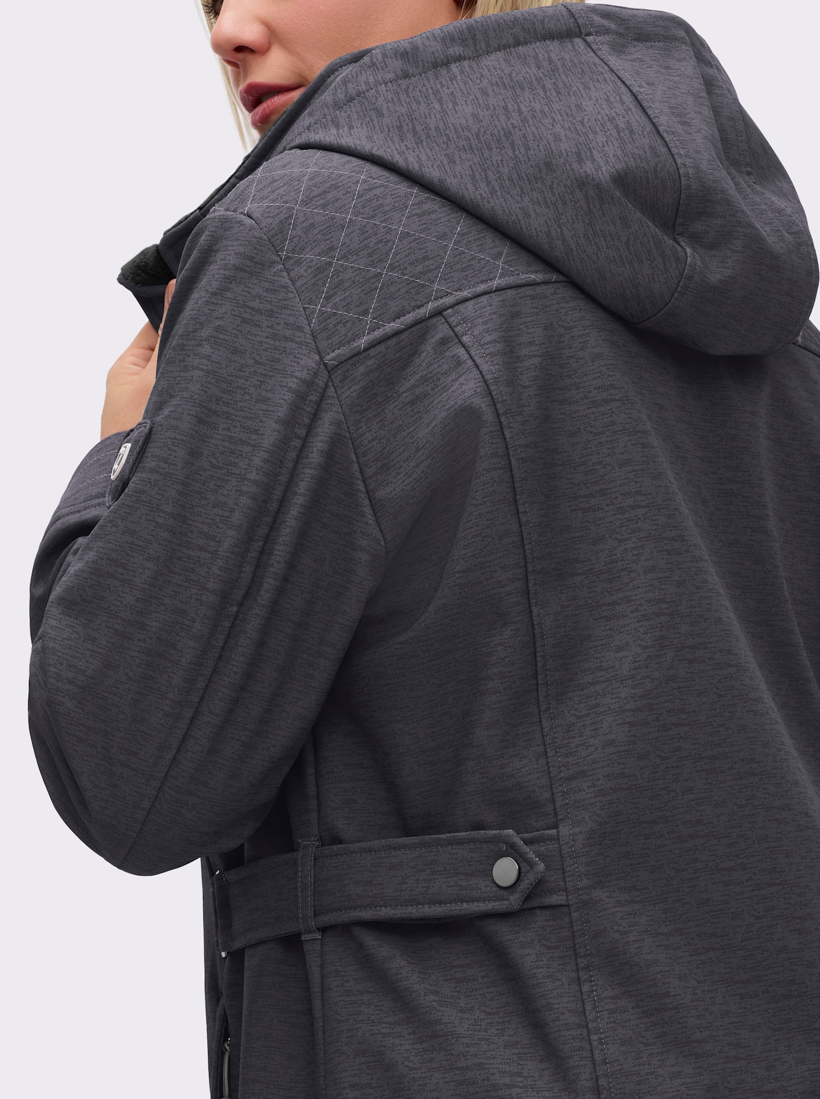 Softshelljacke gefüttert, wasserabweisend - dunkelgrau-meliert