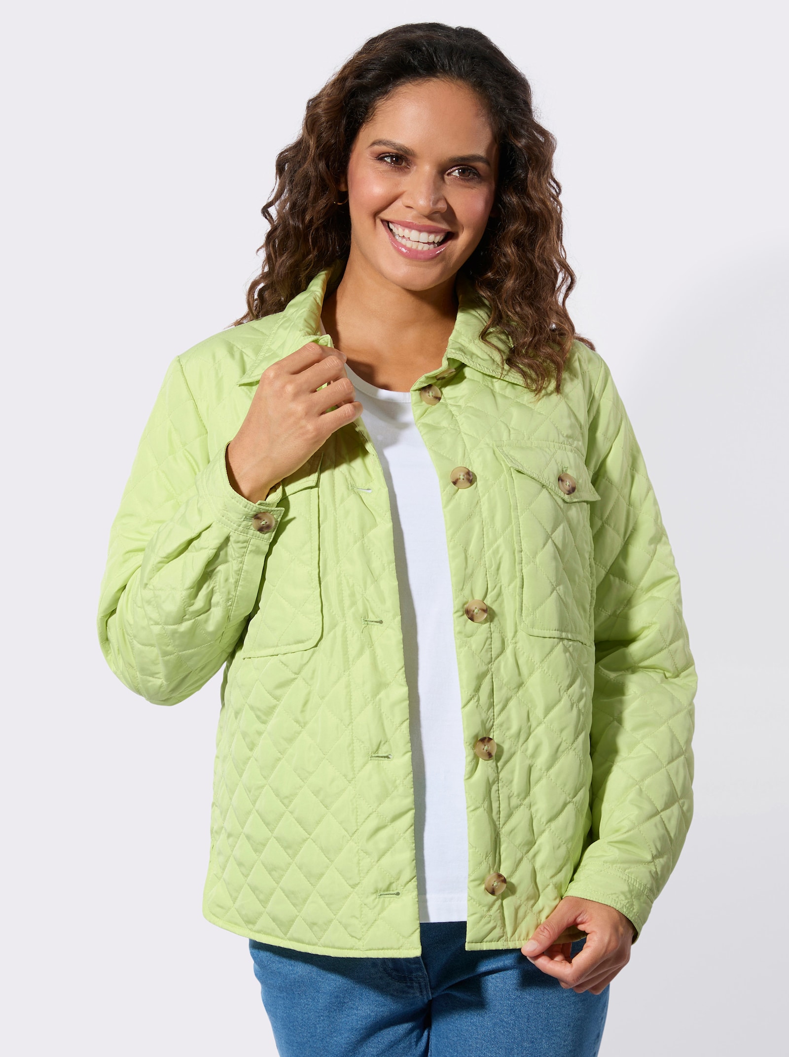 Blusenjacke mit aufgesetzten Brusttaschen - pistazie