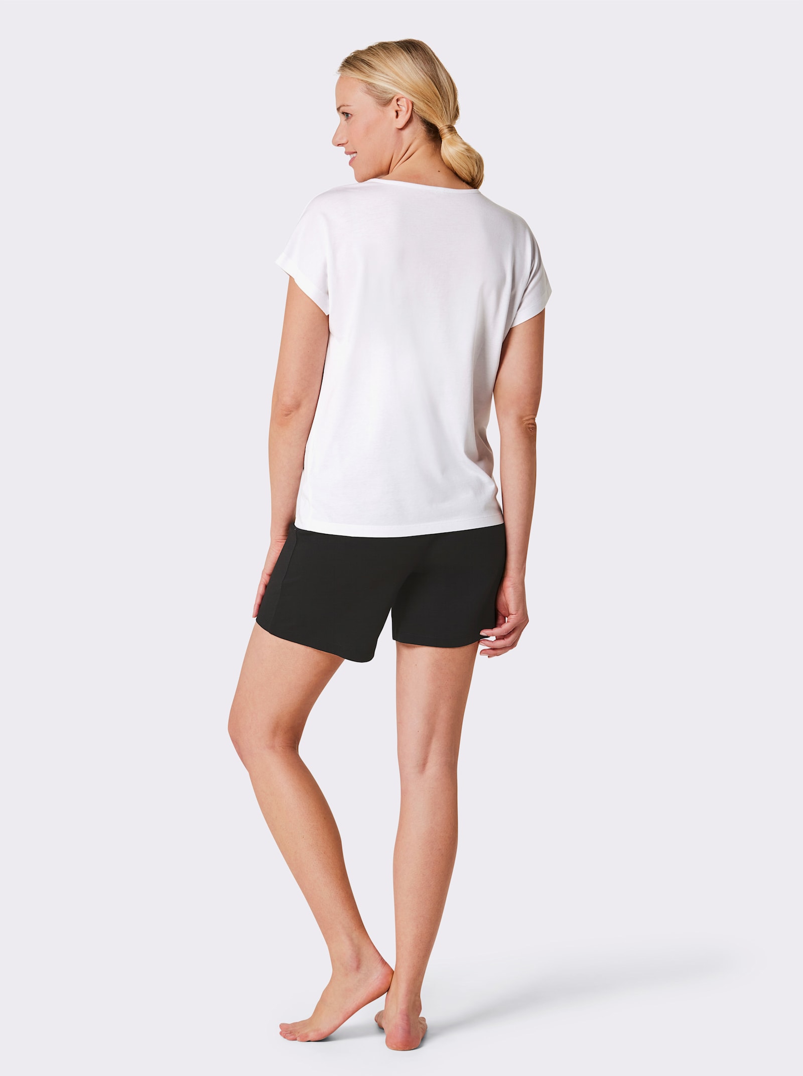 wäschepur Shorty mit platziertem Print - weiß-schwarz