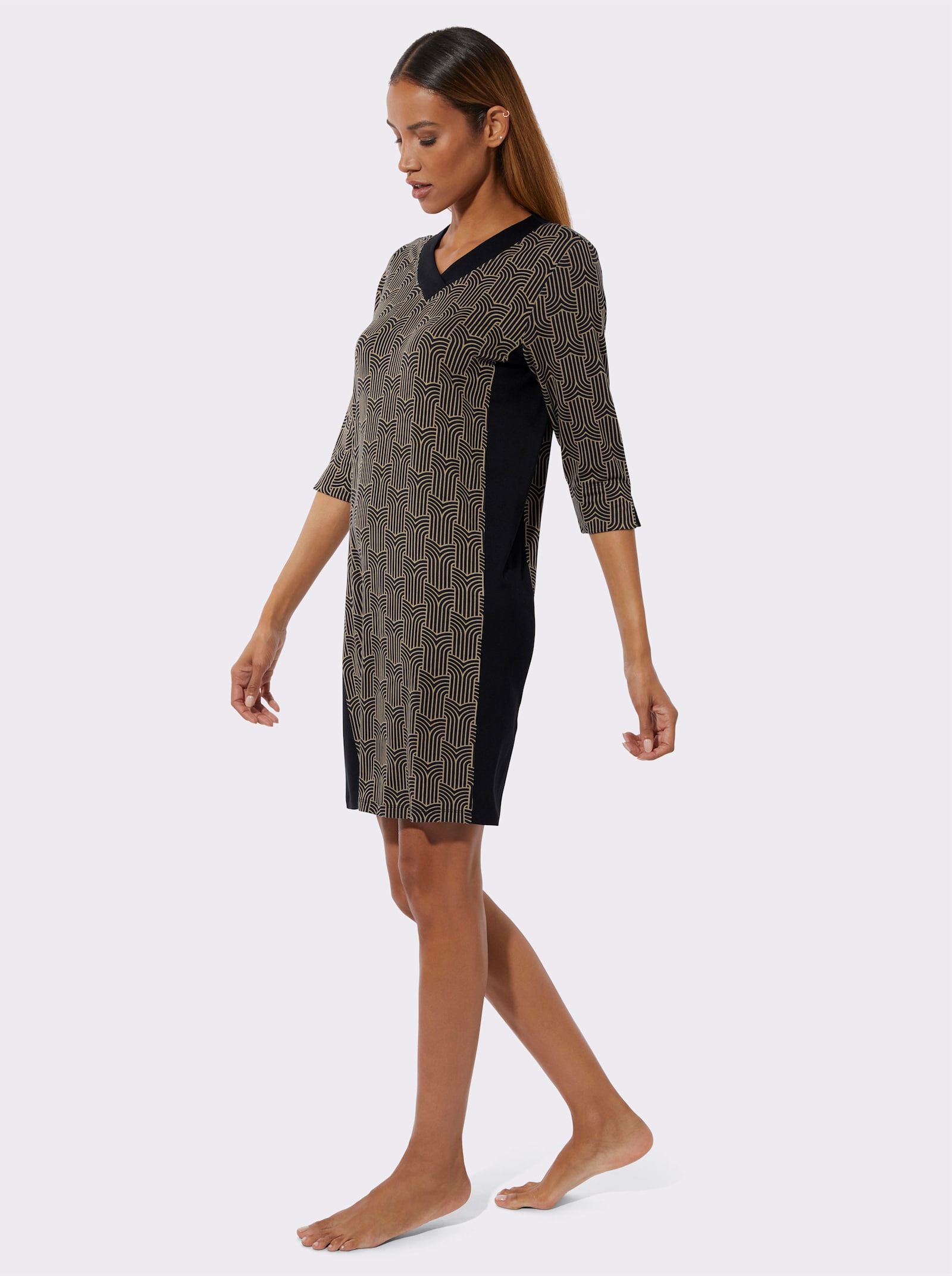 wäschepur Chemise de nuit - noir-chamois imprimé