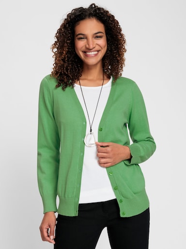 Strickjacke mit V-Ausschnitt - apfel