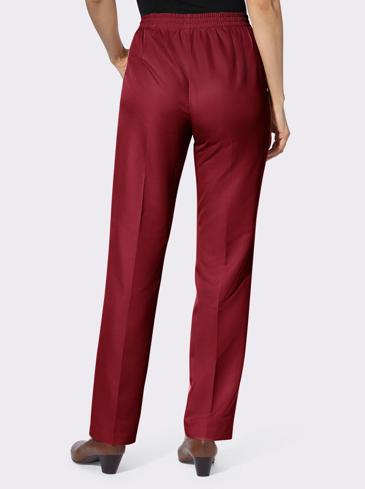 Stoffen broek - donkerrood + donkerrood/zwart gestreept