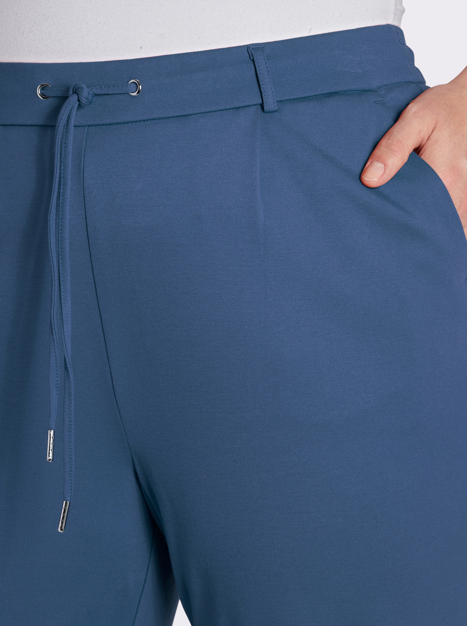 Jogpants van interlock - jeansblauw