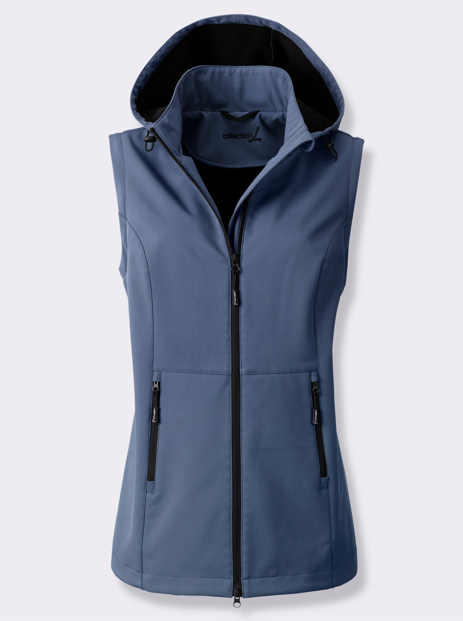 Softshelljacke mit weitenregulierbarer Kapuze - rauchblau