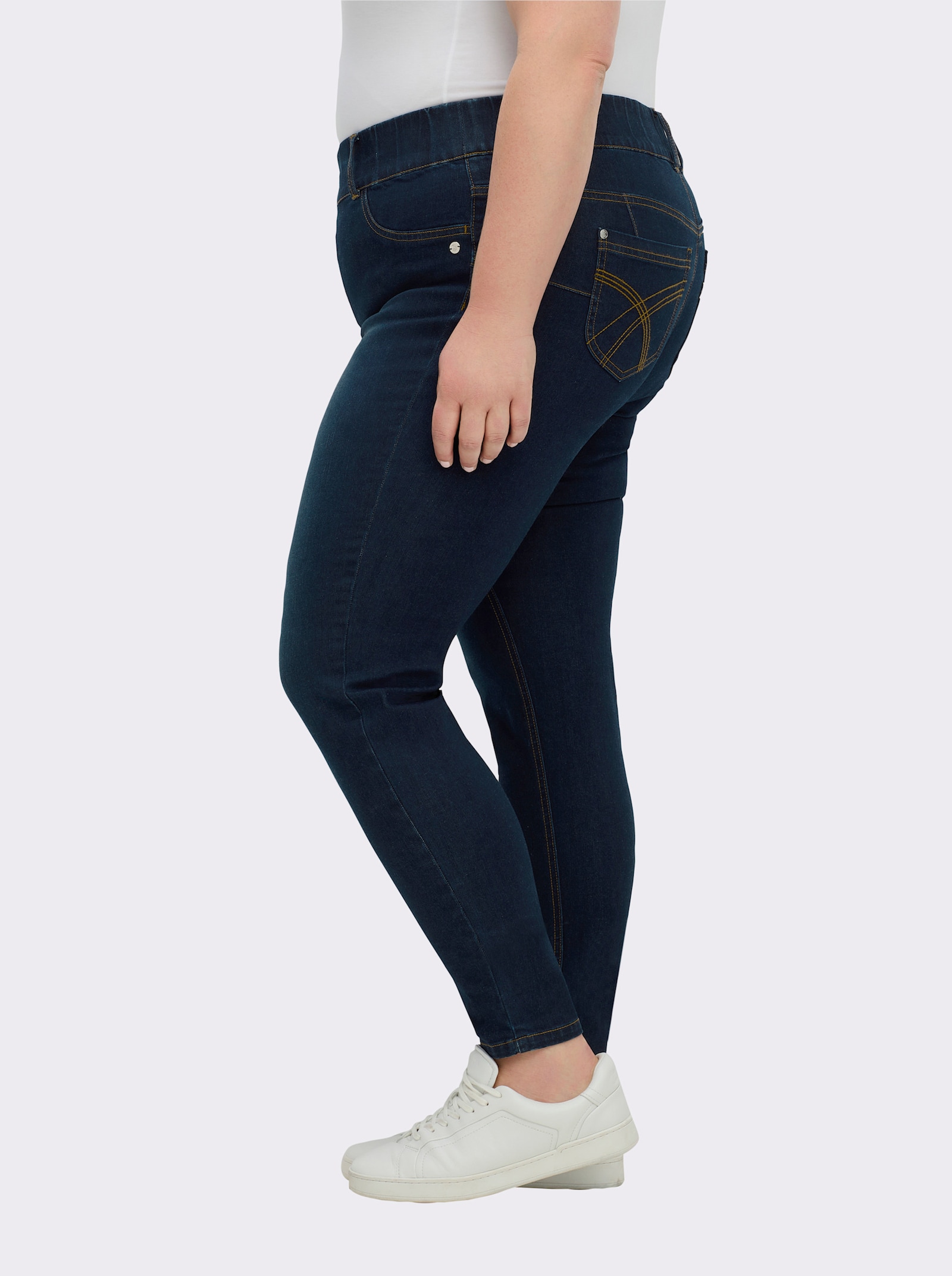 sheego Schlupfjeans mit schmalem Bein - blue-used