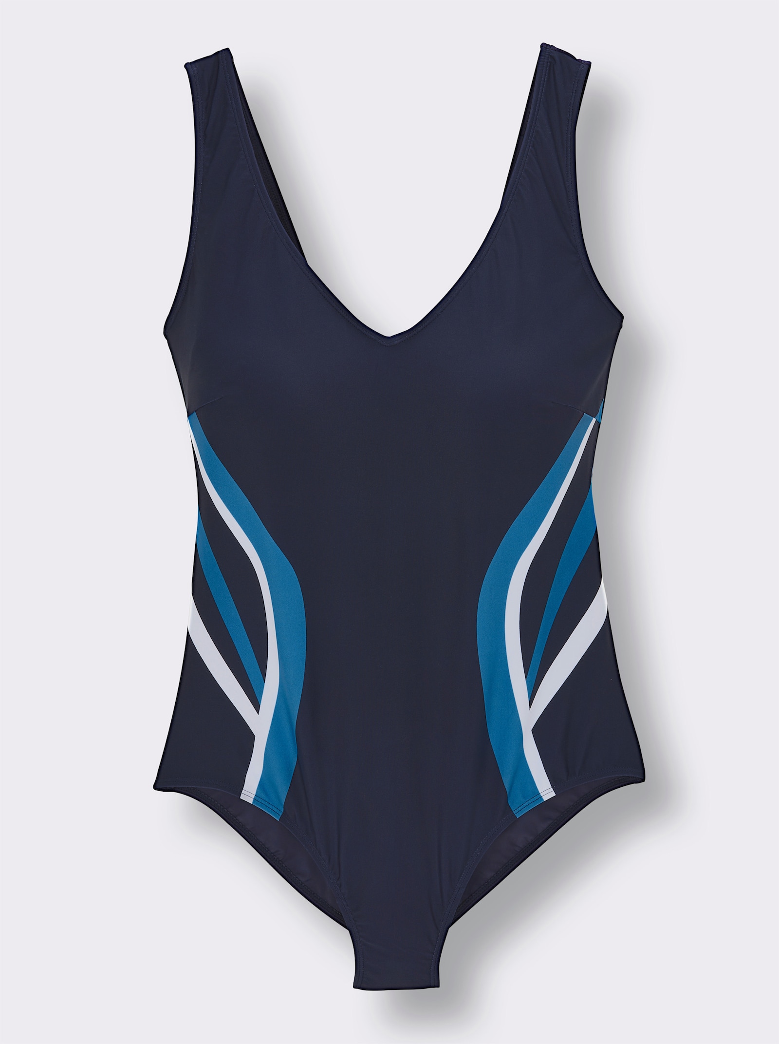 Badeanzug im Druck-Dessin - nachtblau