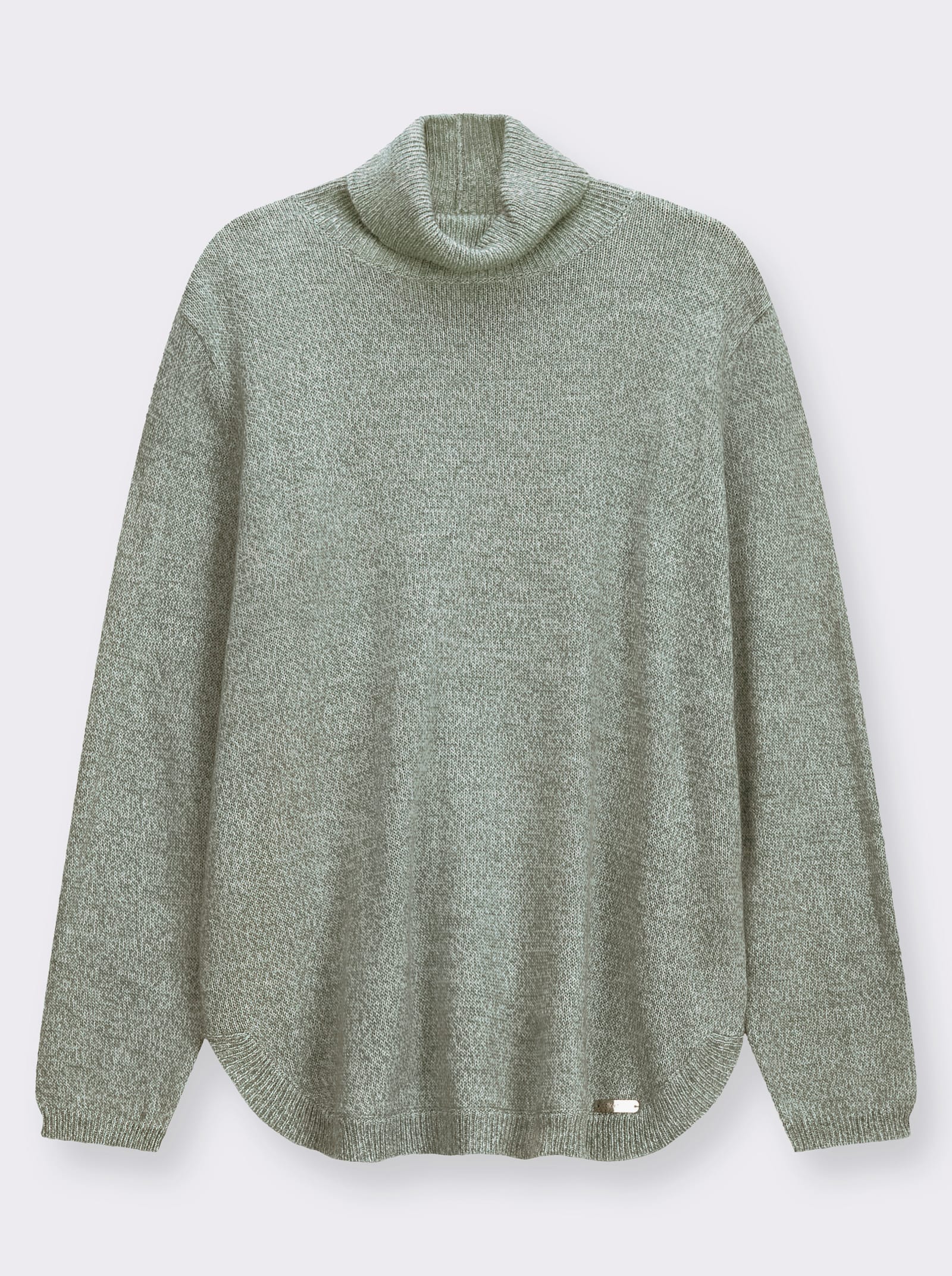 Rollkragenpullover in Melange-Qualität - jade-kalkmint-meliert
