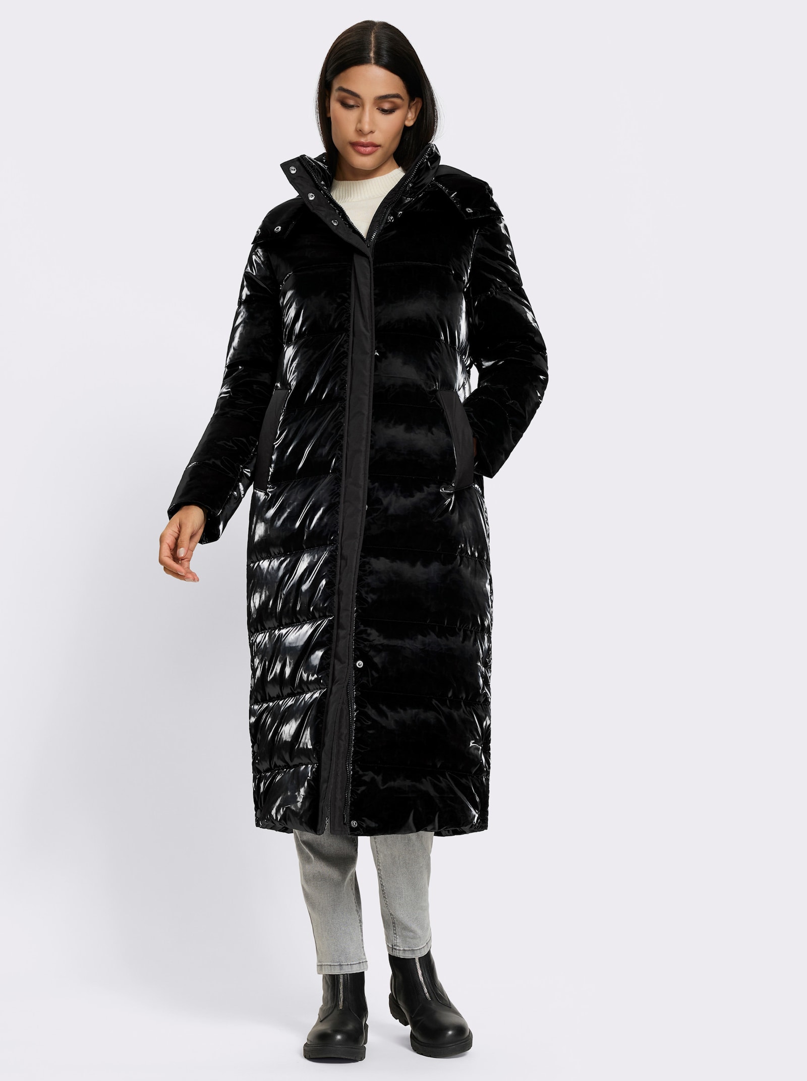 heine Steppmantel in Ton-in-Ton-Optik - schwarz
