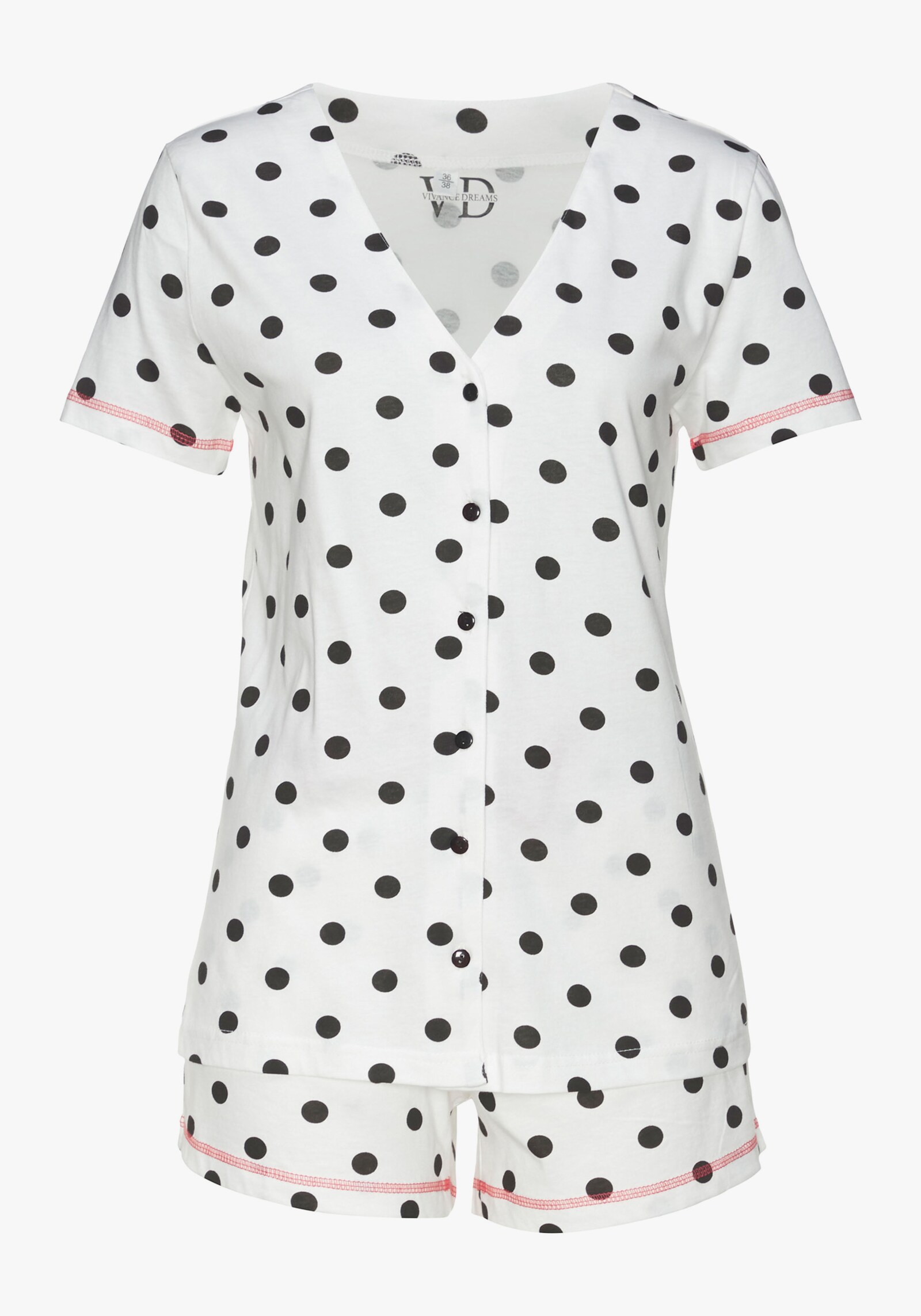 Vivance Dreams Pyjama court - blanc-noir à pois, noir-blanc à motifs