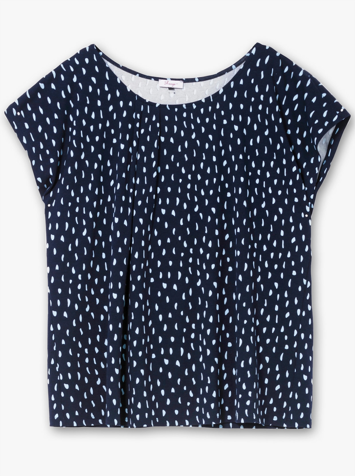 sheego Shirt met korte mouwen - diepblauw gedessineerd