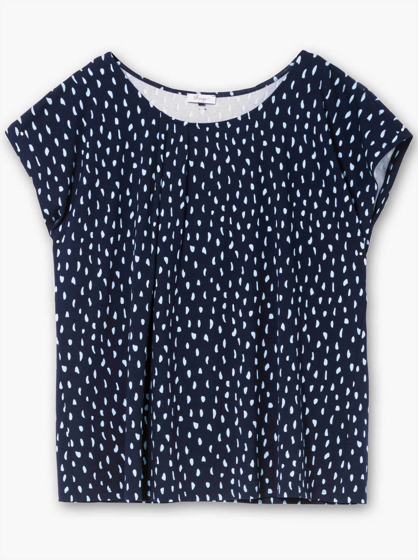 sheego Kurzarmshirt mit grafischem Minimalprint - tiefblau-gemustert