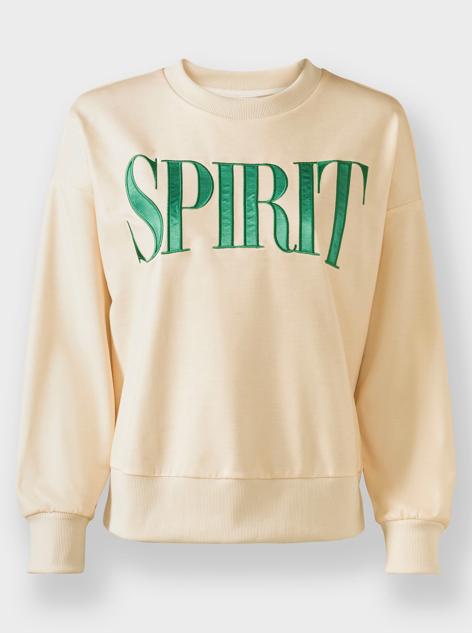 heine Sweatshirt mit Schriftzug in Satin-Optik - elfenbein