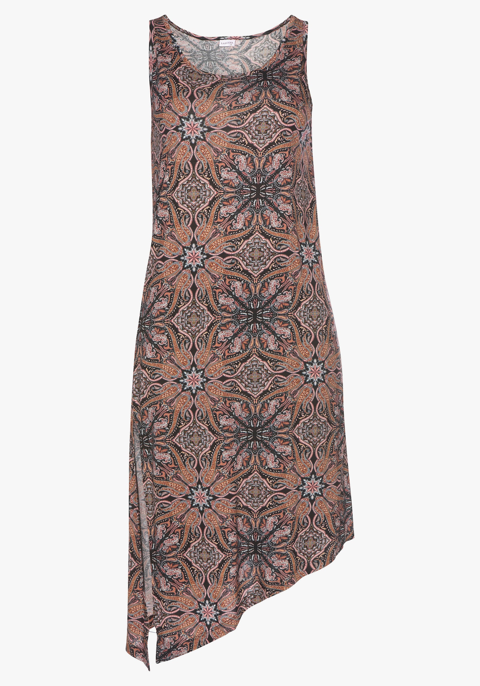 Beachtime Lange top - bruin bedrukt, zwart