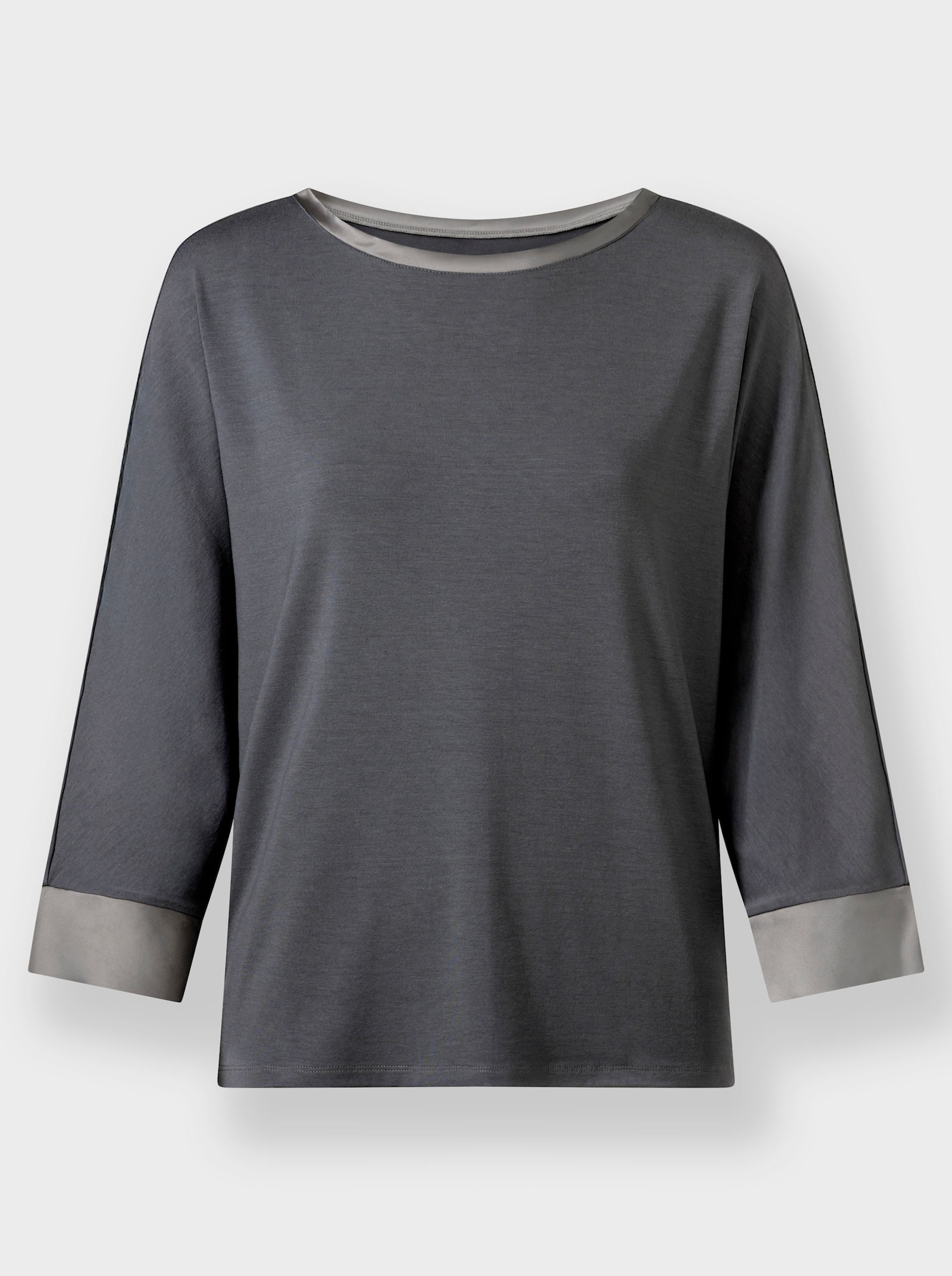 heine Shirt met lange mouwen en satijngarnering - antraciet