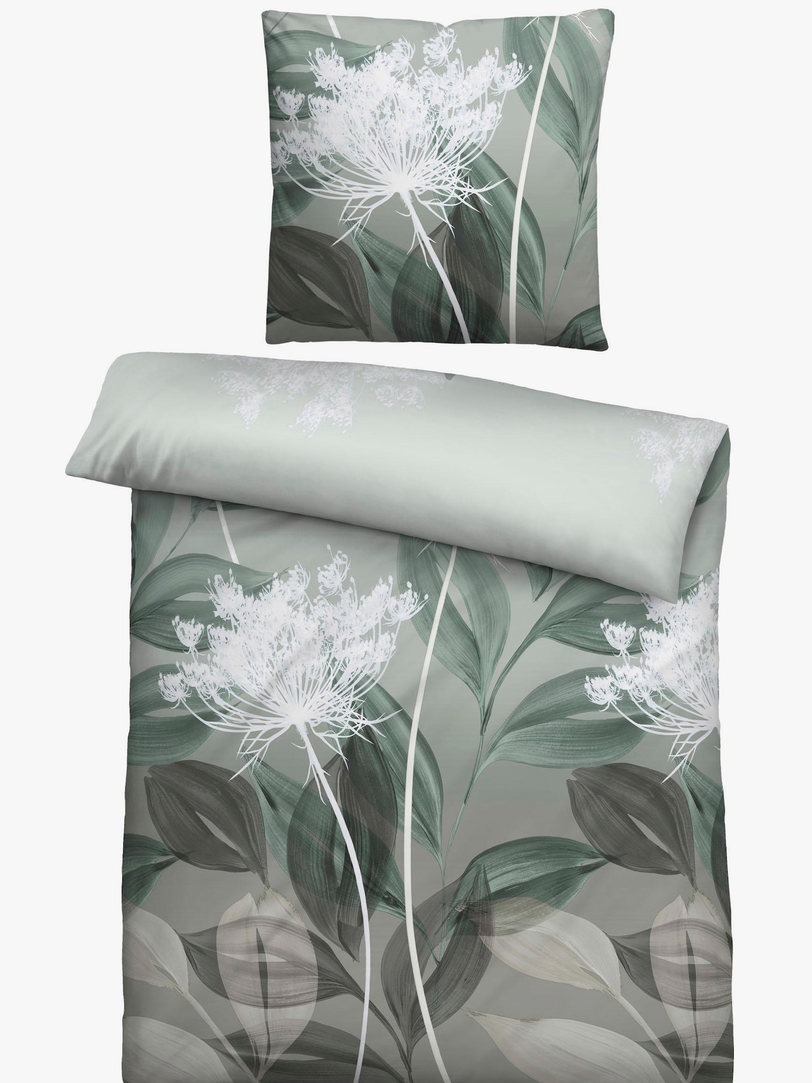 Biberna Bettwäsche - grün-bedruckt