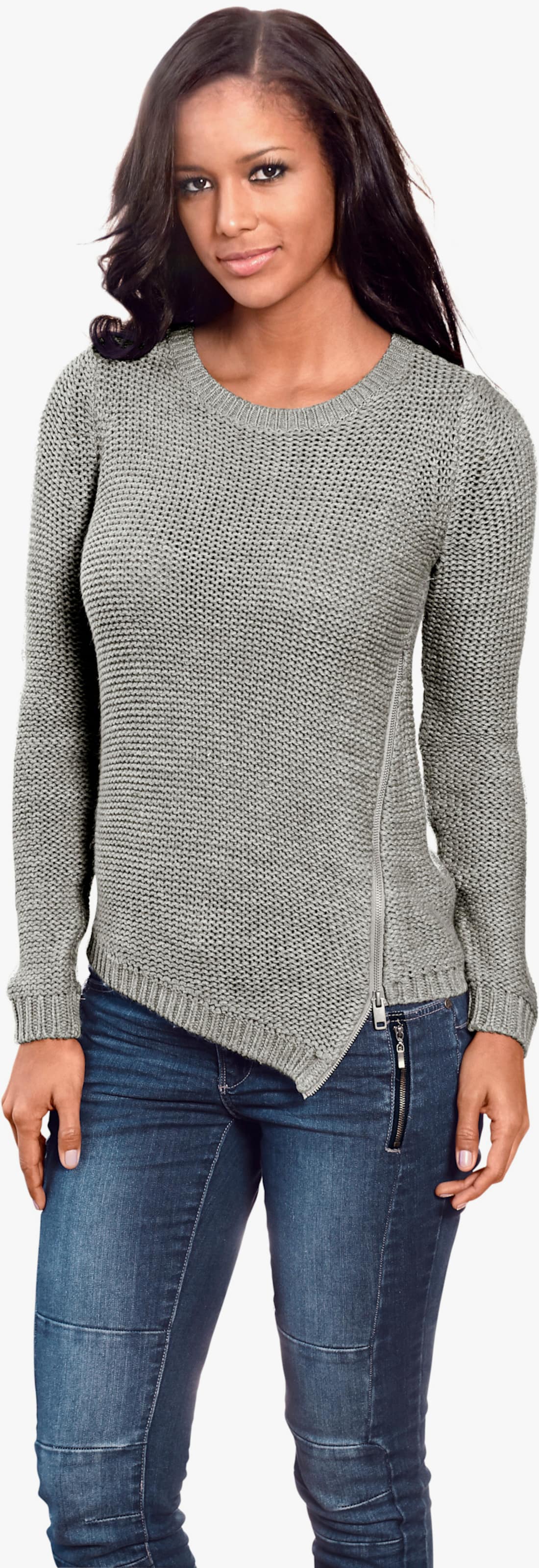 heine Strickpullover in asymmetrischer Form - grau-melange