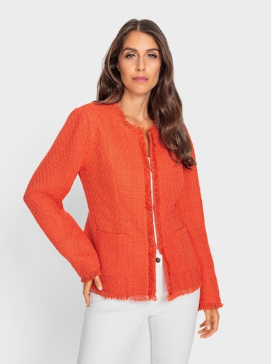 heine Bouclé-Blazer mit kleinen Fransen - orange