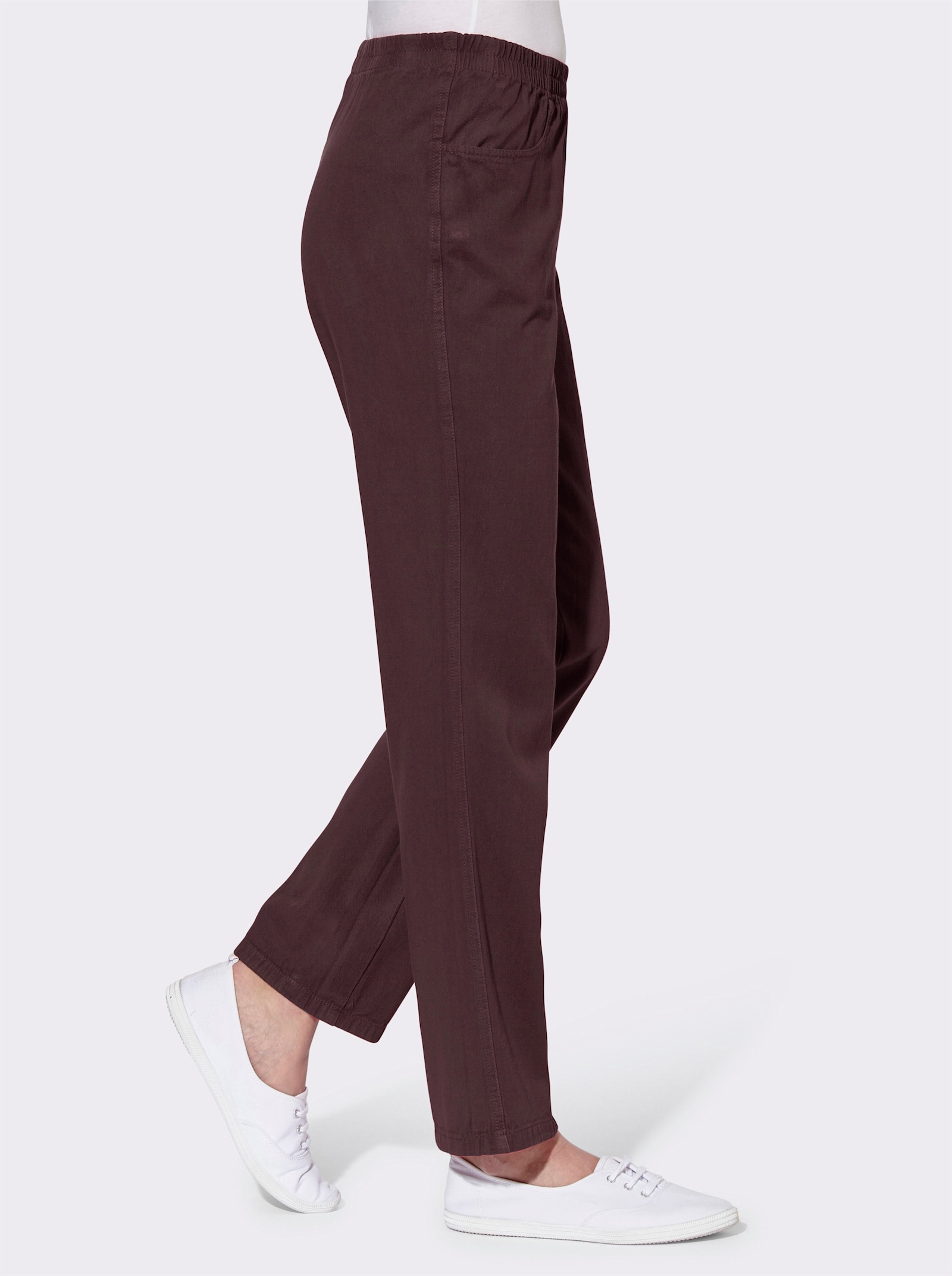 Comfortbroek van katoen - bessenrood