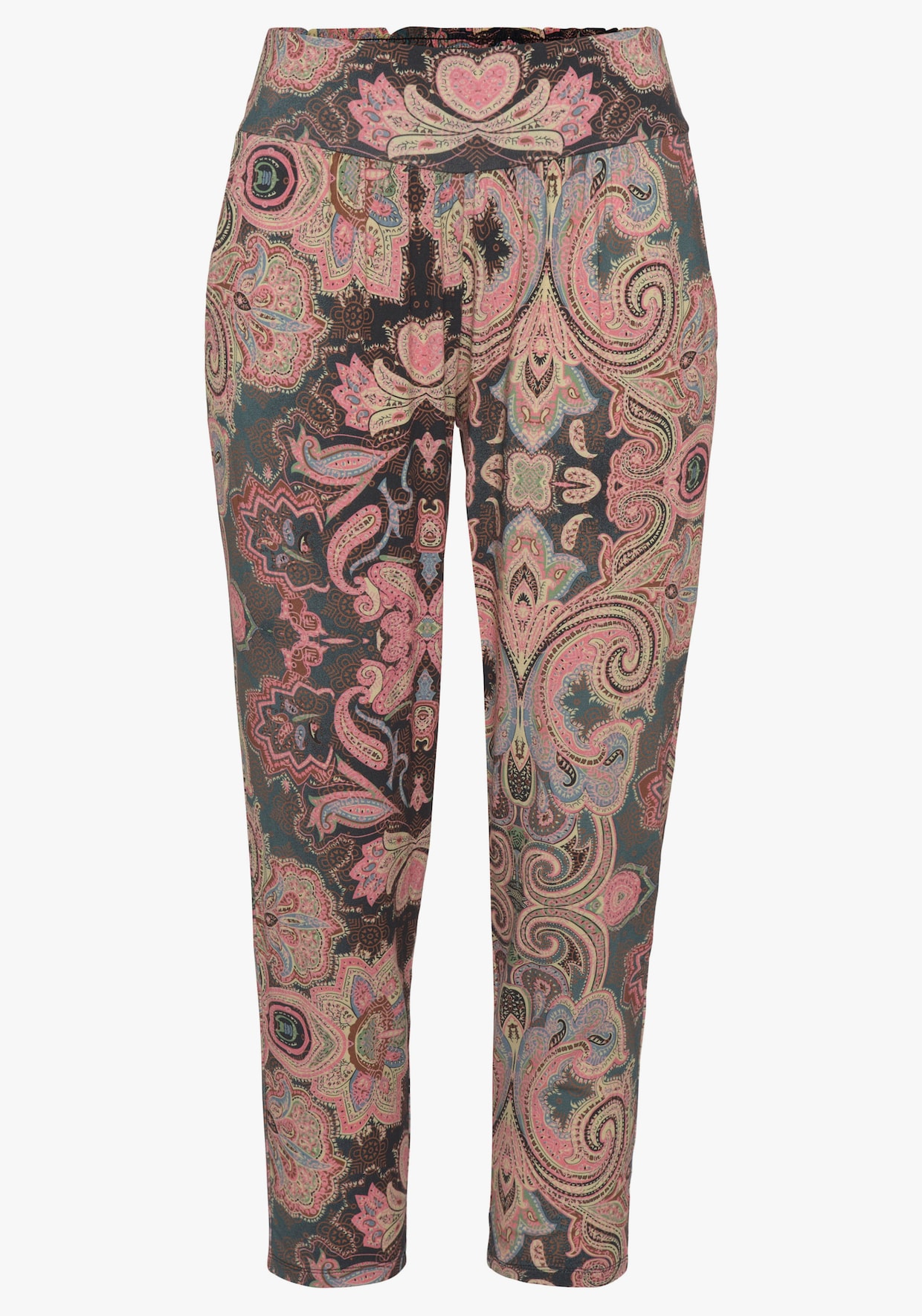 LASCANA Pantalon 7/8 - noir-corail imprimé