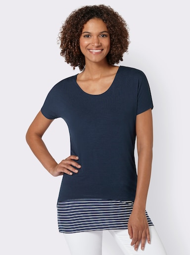 2-in-1-Shirt mit Ringel-Top - marine