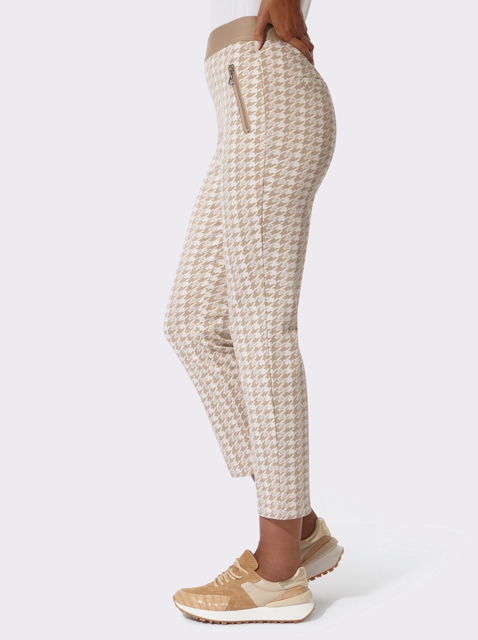 Schlupfhose im Jacquard-Jersey - beige-ecru-gemustert