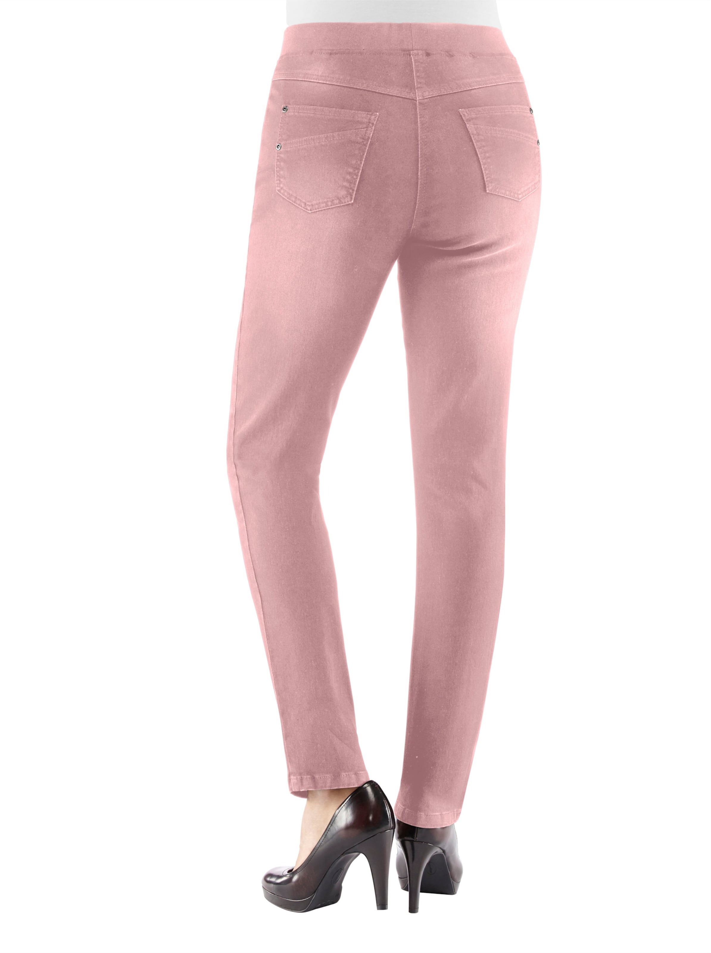 Inspirationen Damen Rosa Schlupfjeans Gr. 54, Normalgrößen, (Rosé), 76% Baumwolle, 22% Polyester, 2% Elasthan, Unifarben, Lang, Jeans Schlupfjeans - Bild 4