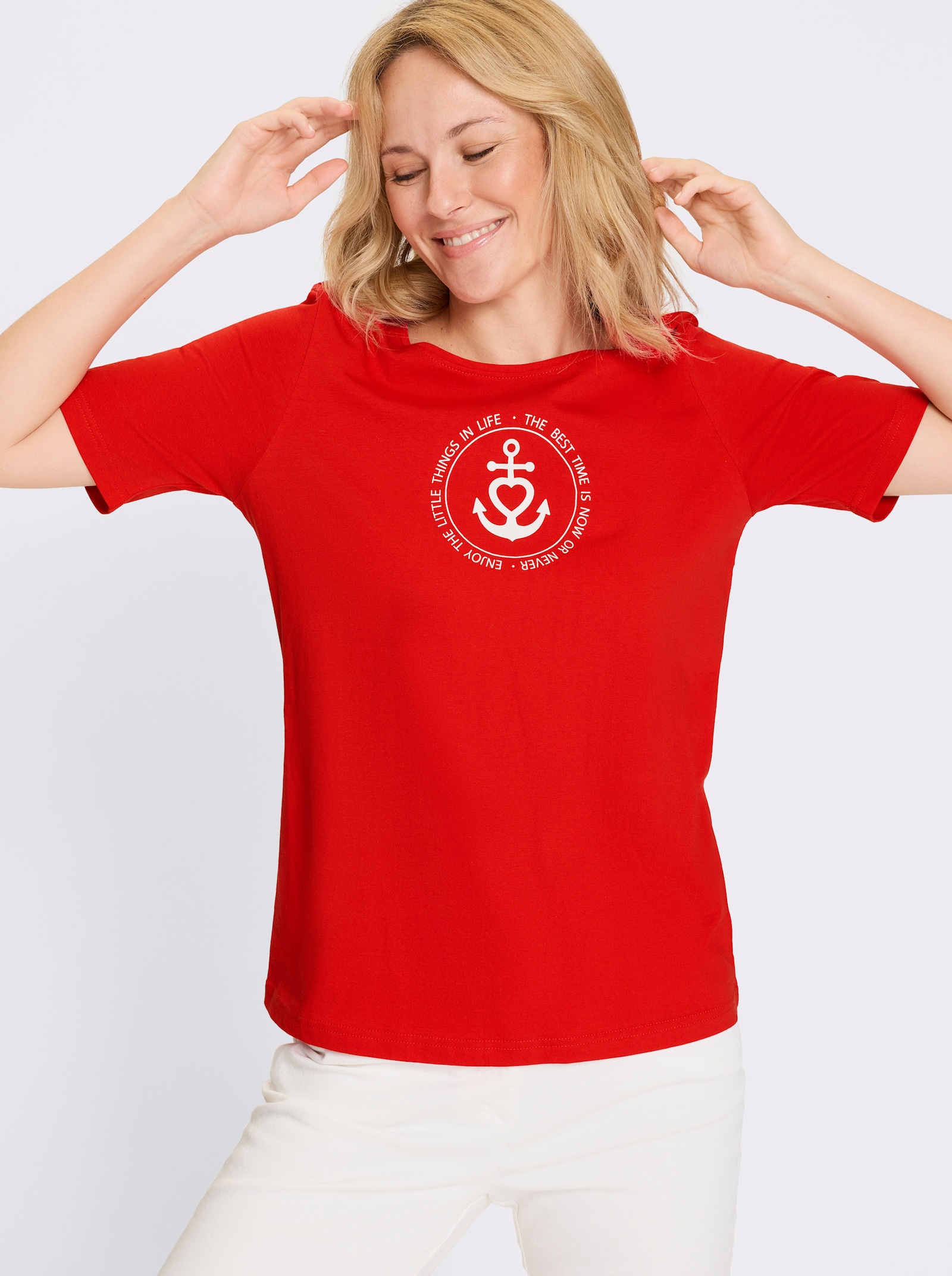 Shirt met korte mouwen in marinelook - rood