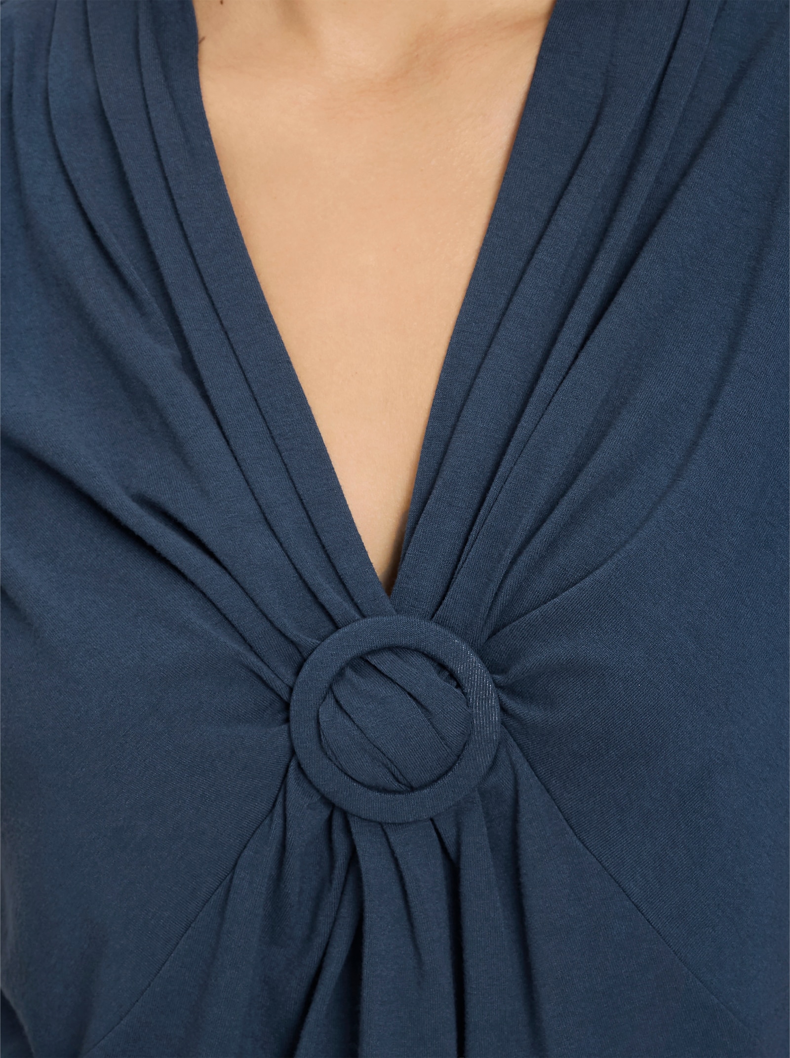 Shirttop mit Zierschnalle und Raffungen - dunkelblau