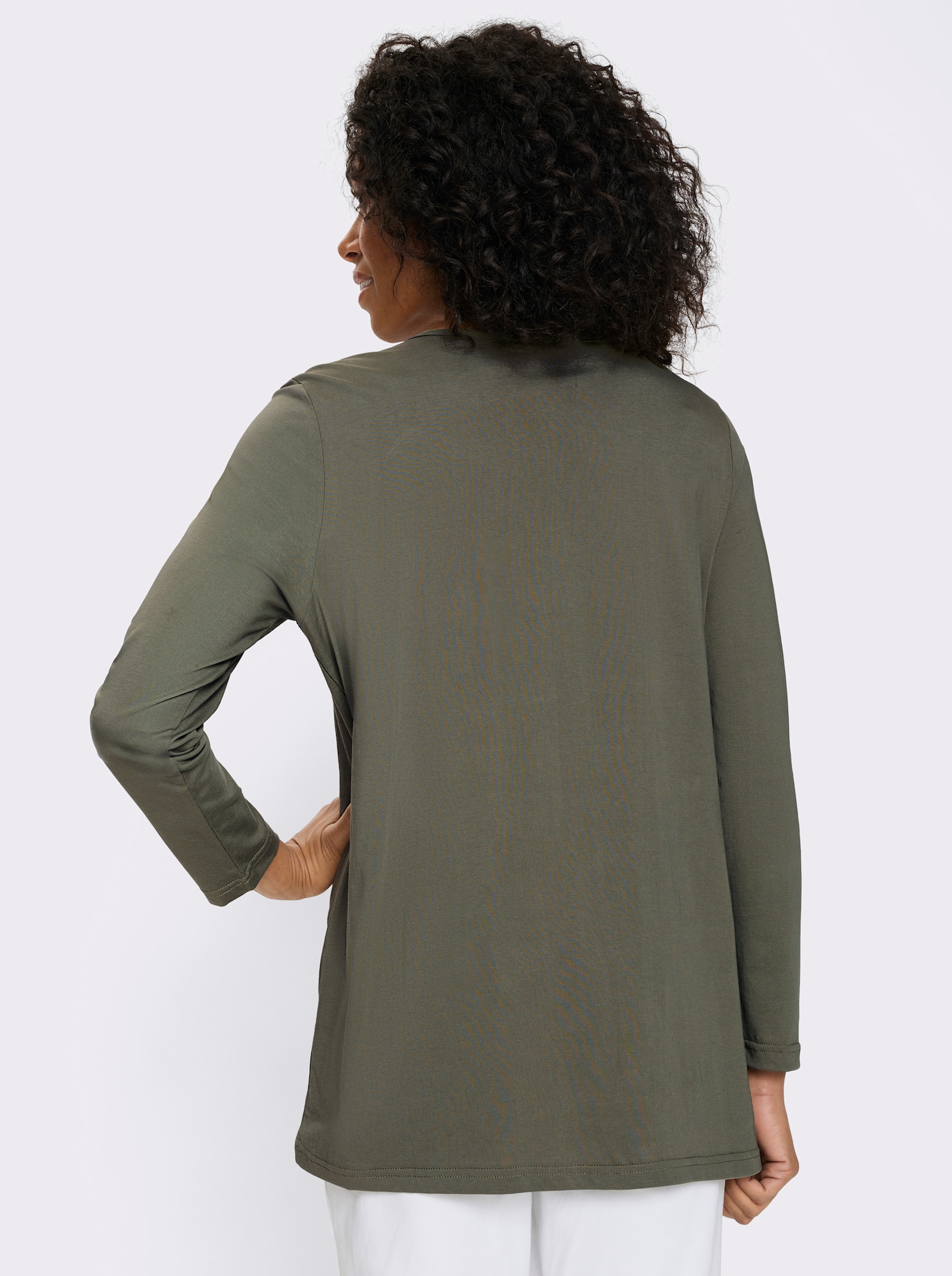 Longshirt mit Zierknöpfen - khaki