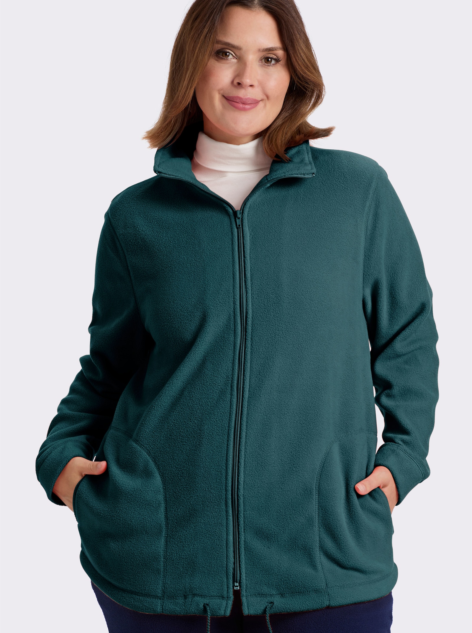 Fleecejacke Kordeldurchzug am Saum - petrol