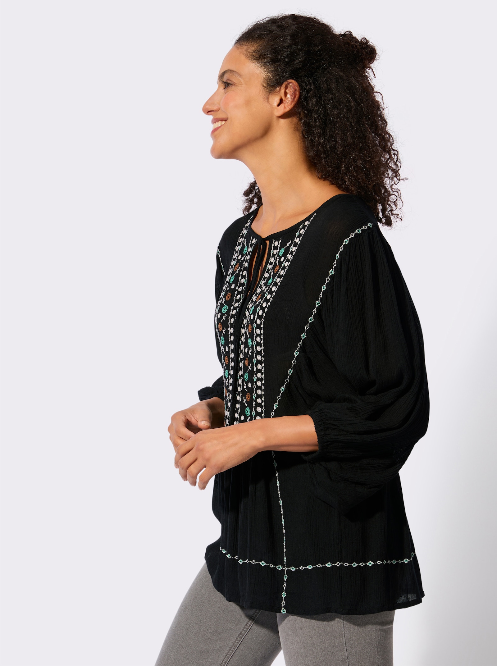 Tunika in Crinkle-Qualität - schwarz