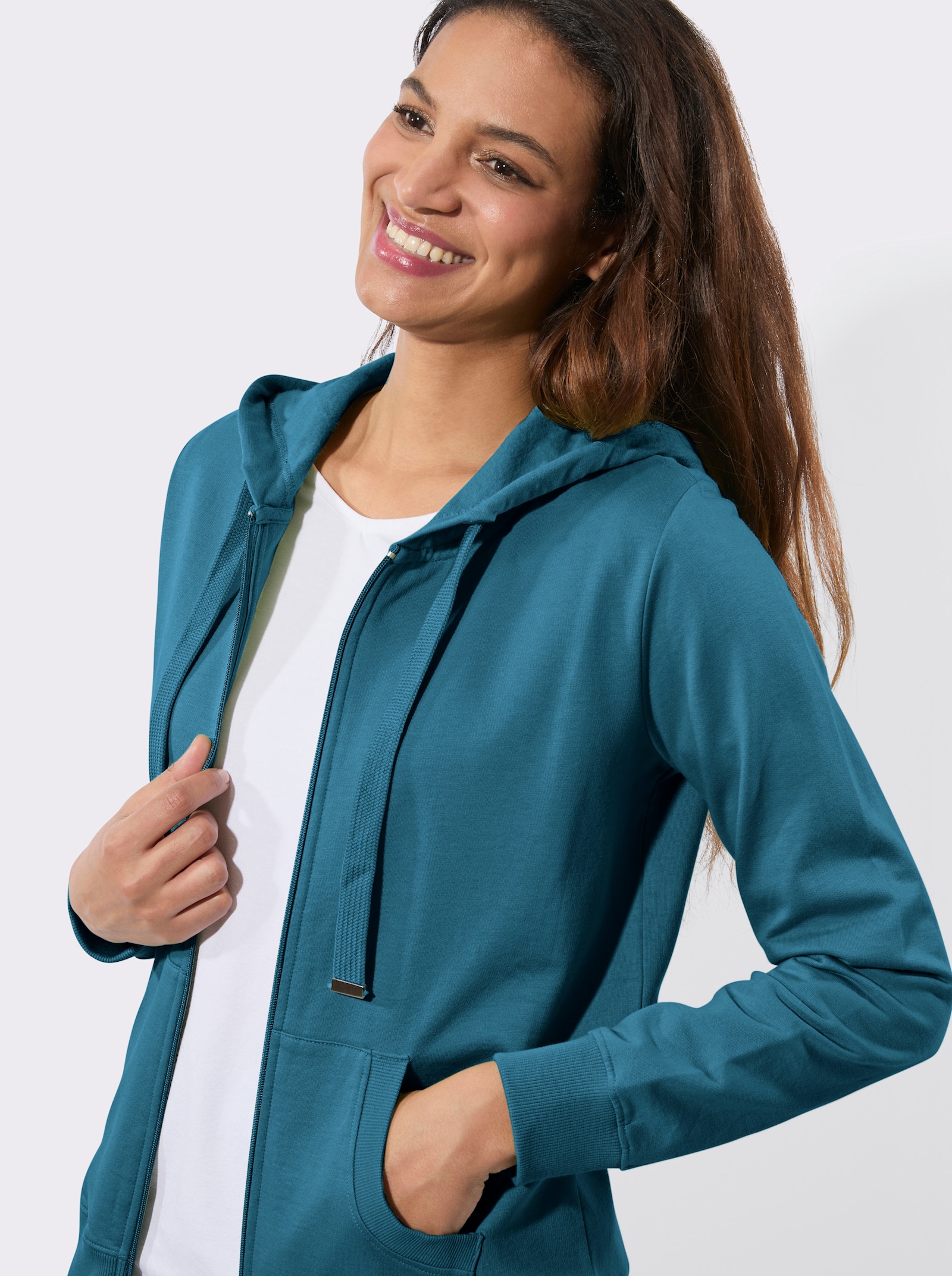 Sweatjacke mit Känguru-Taschen - topas