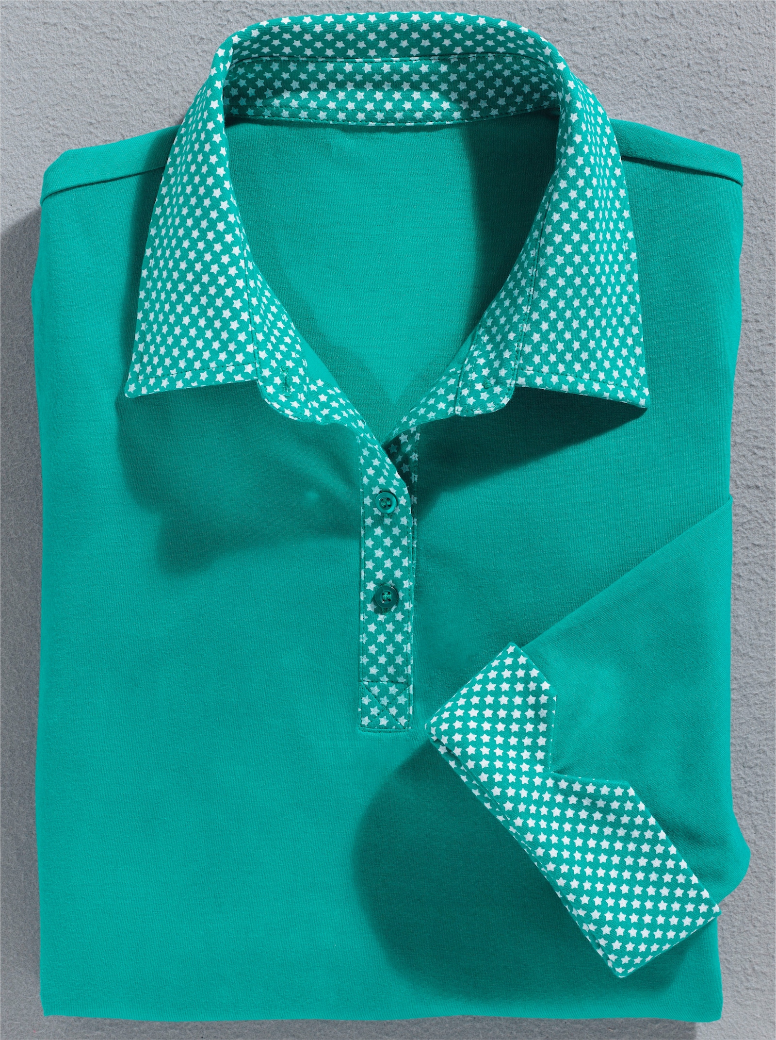 Poloshirt met contrasterende accenten - smaragdgroen