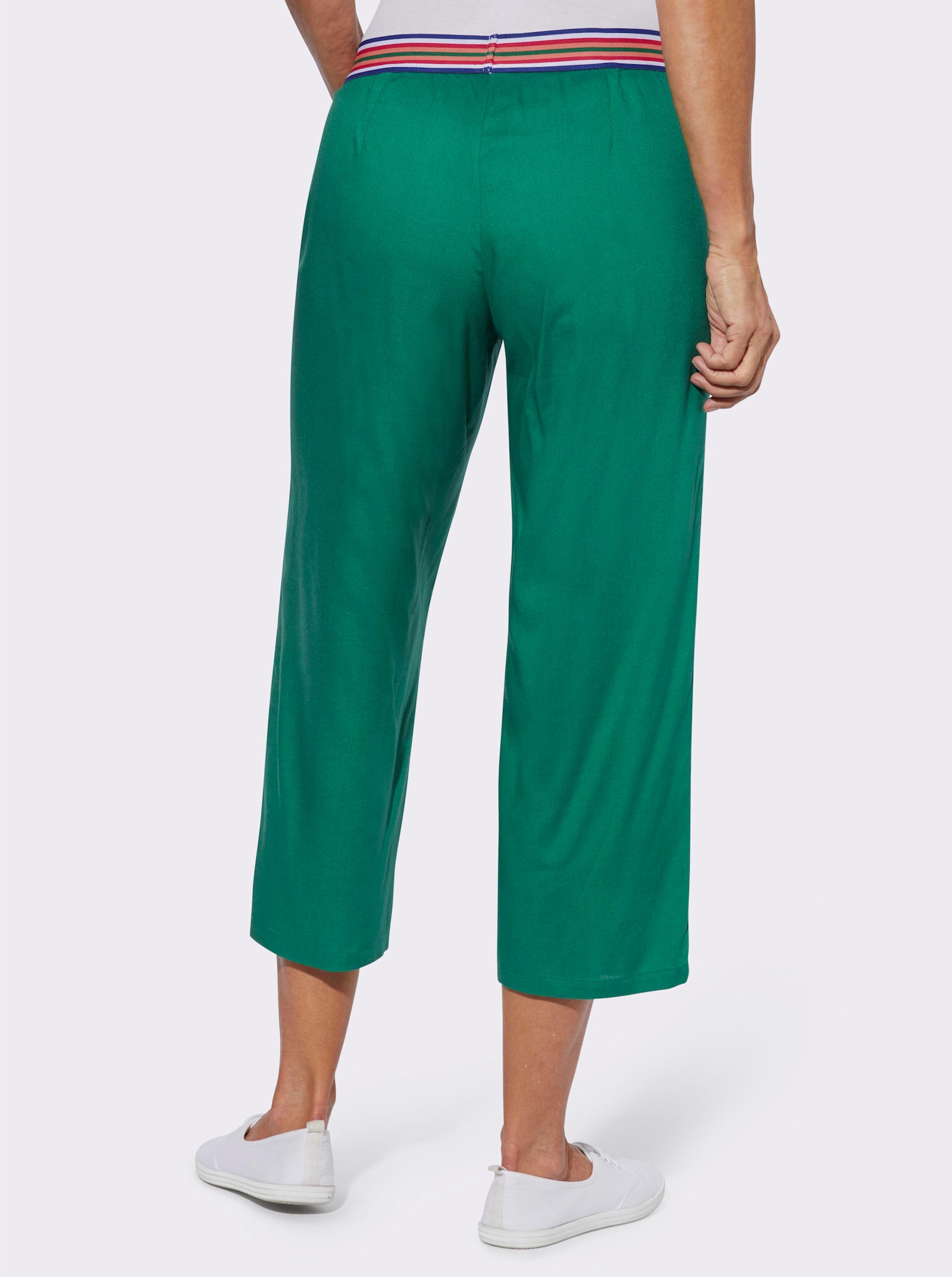 Comfortbroek met gestreepte comfortband - groen