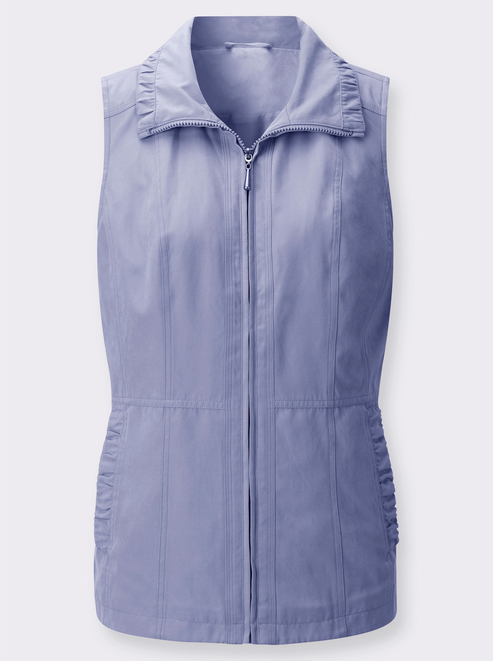 Gilet met rimpelingen - duivenblauw