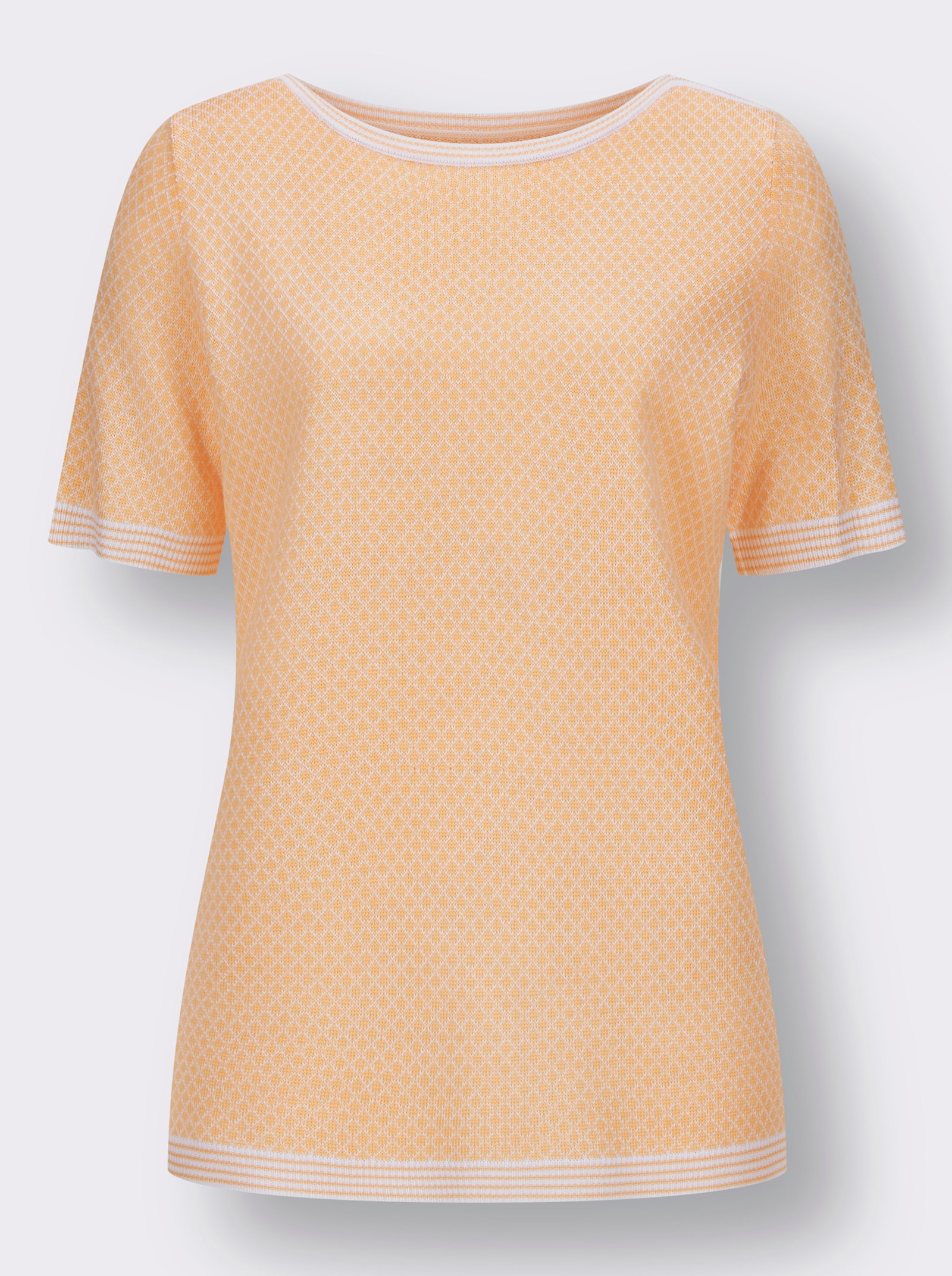 Kurzarmpullover mit U-Boot-Ausschnitt - apricot
