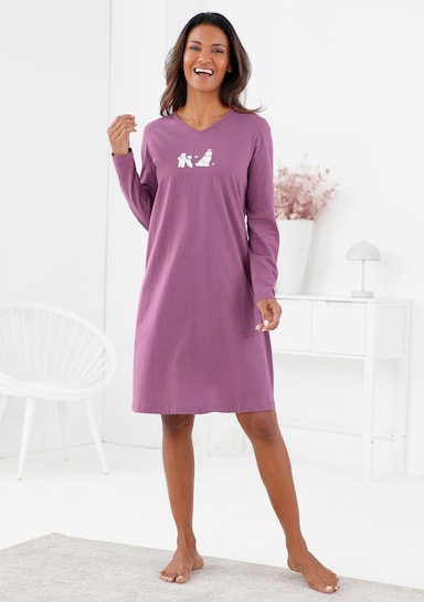 wäschepur Sleepshirts mit Hunde-Motiv - ozean + violett