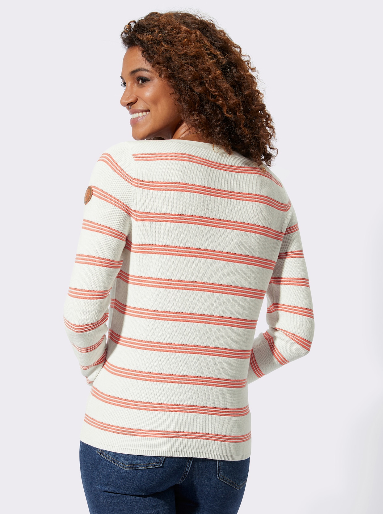 Pullover - papaya-ecru-geringelt