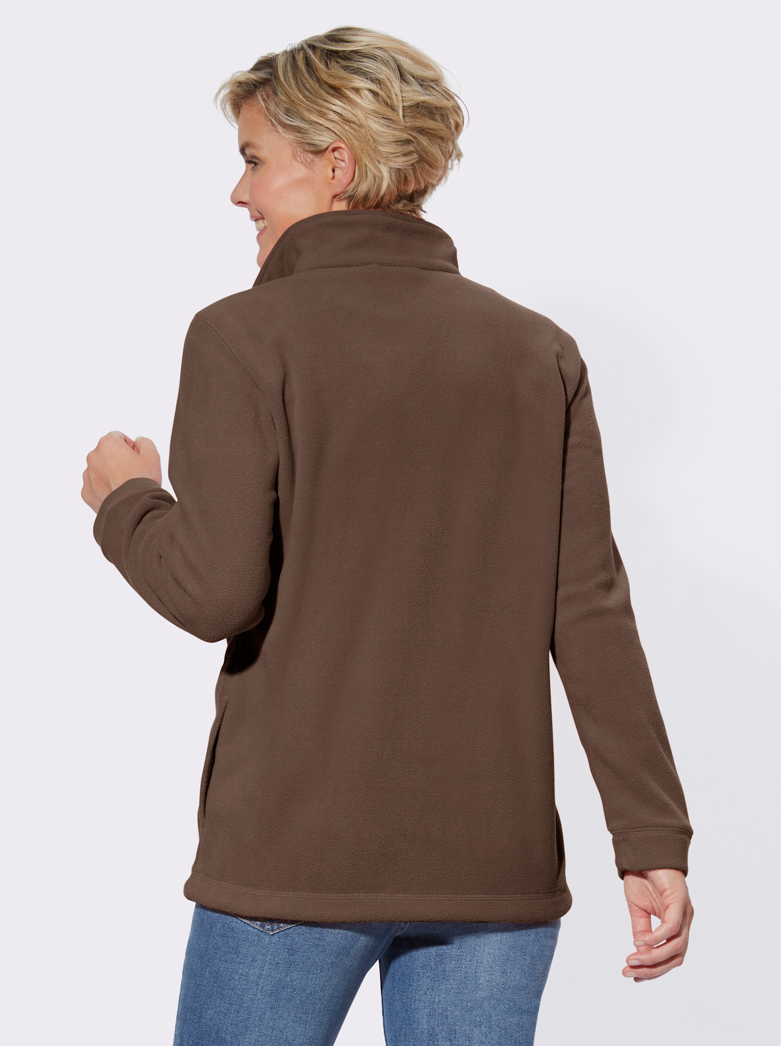 Fleecejacke Kordeldurchzug am Saum - mokka