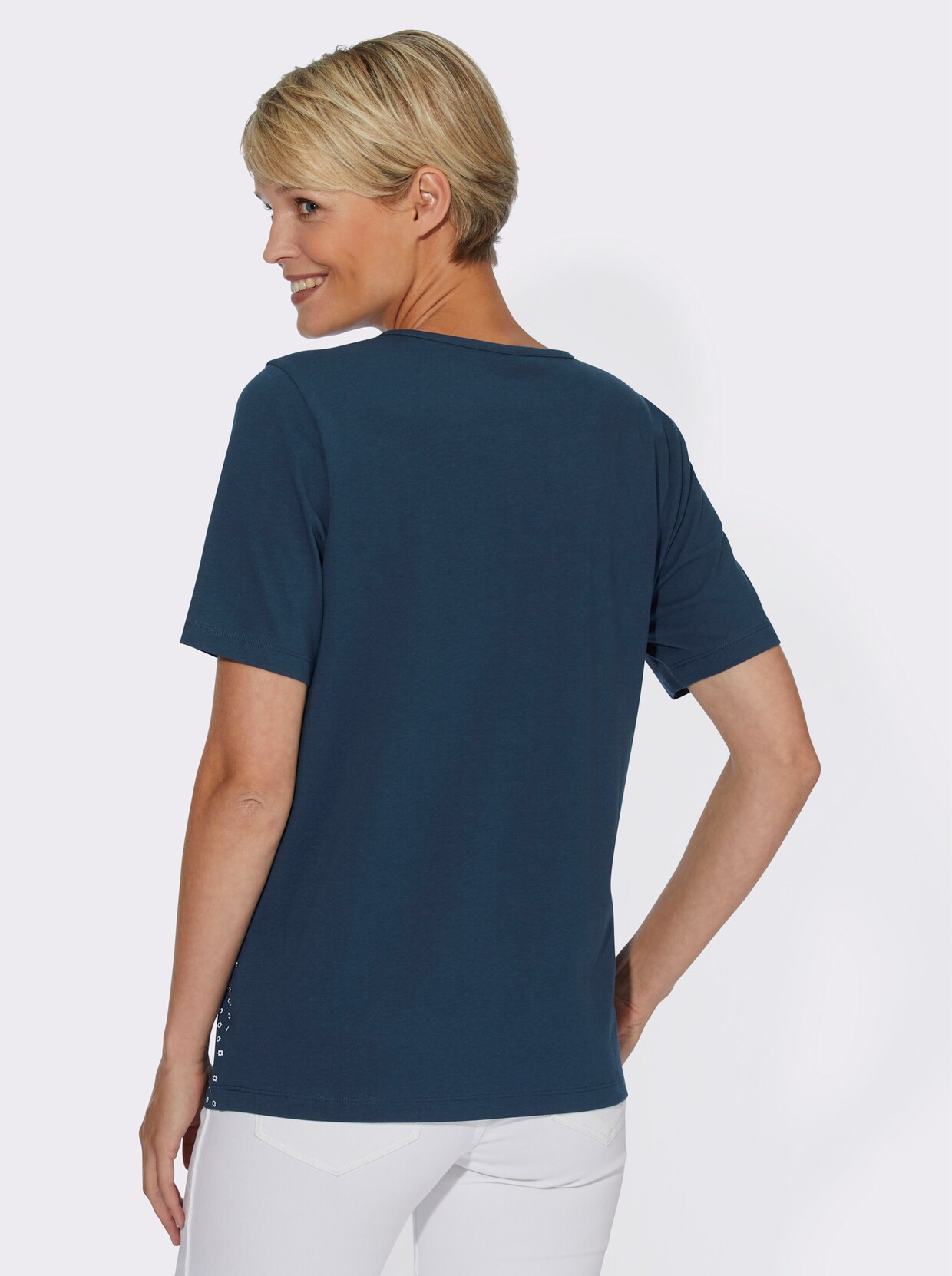 Shirt met korte mouwen - donkerblauw geprint