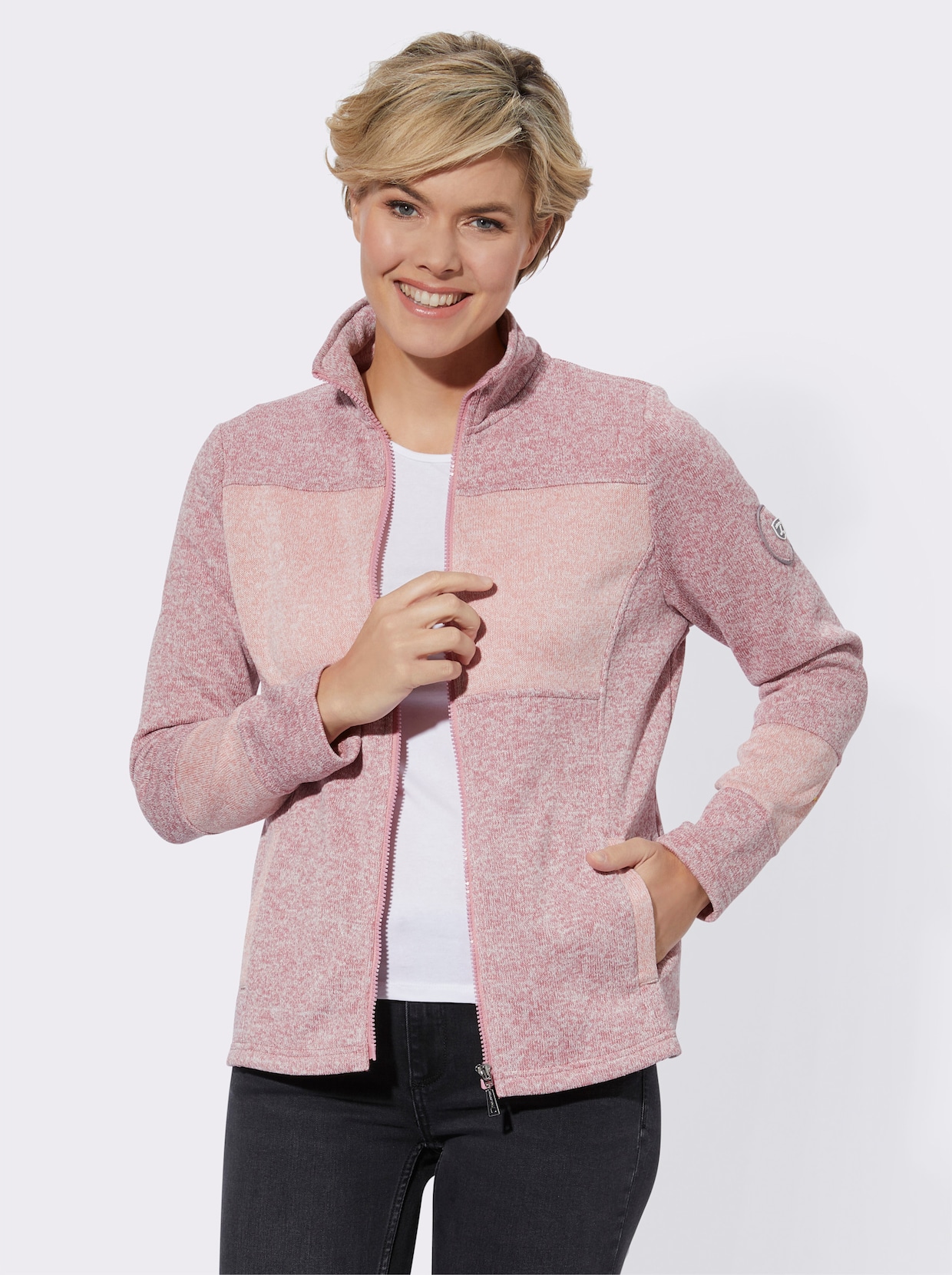 Strickfleece-Jacke - altrosa