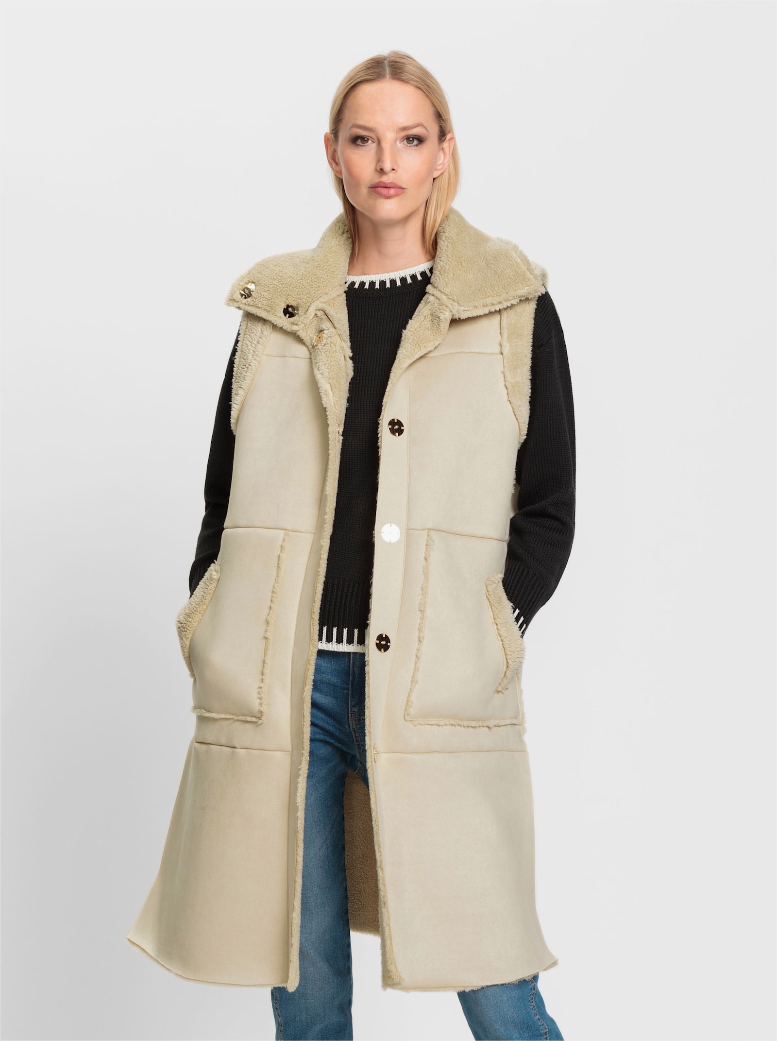 heine Longweste mit 2 verschiedenen Seiten - sand